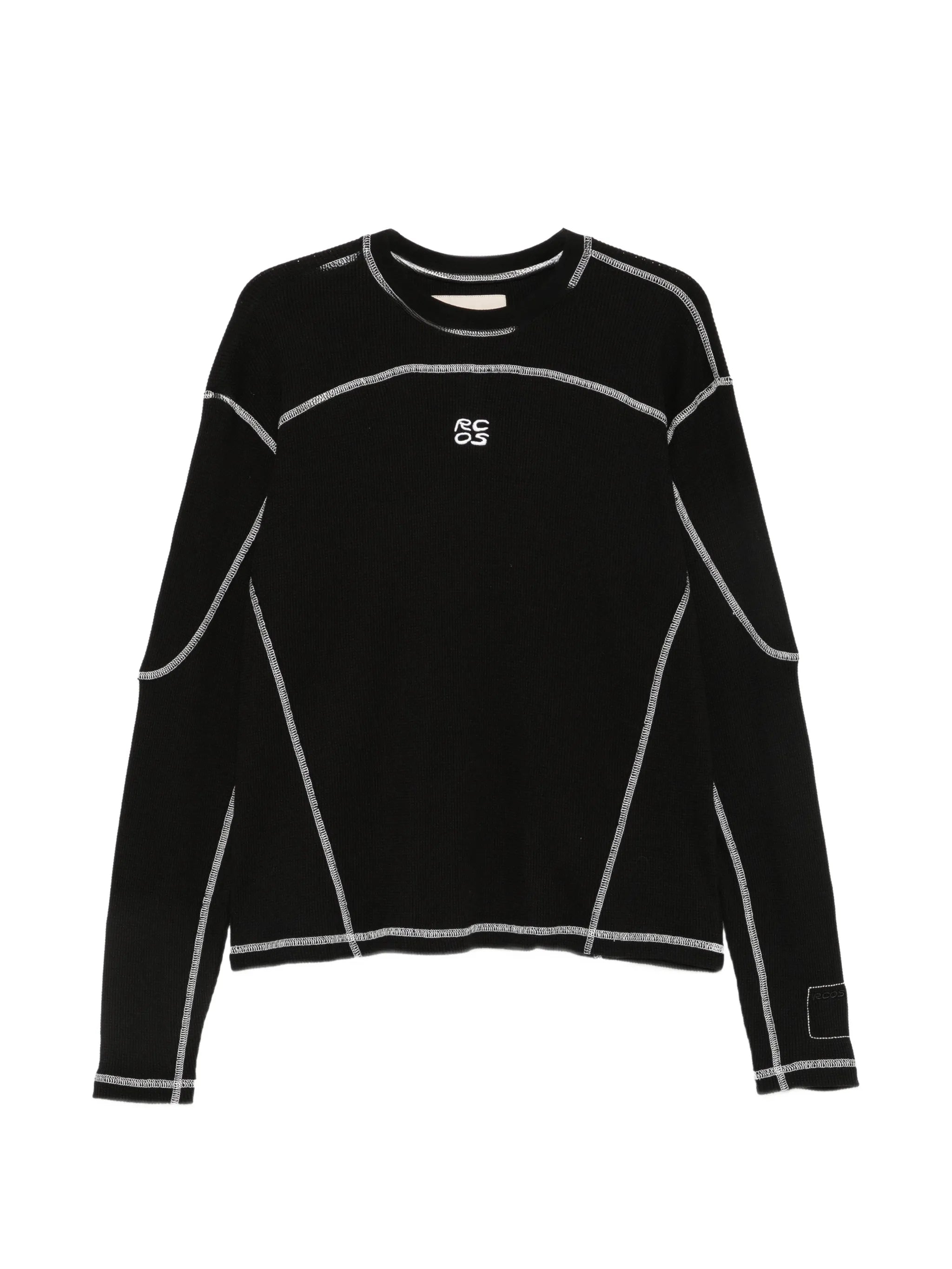 panelled waffle-knit T-shirt