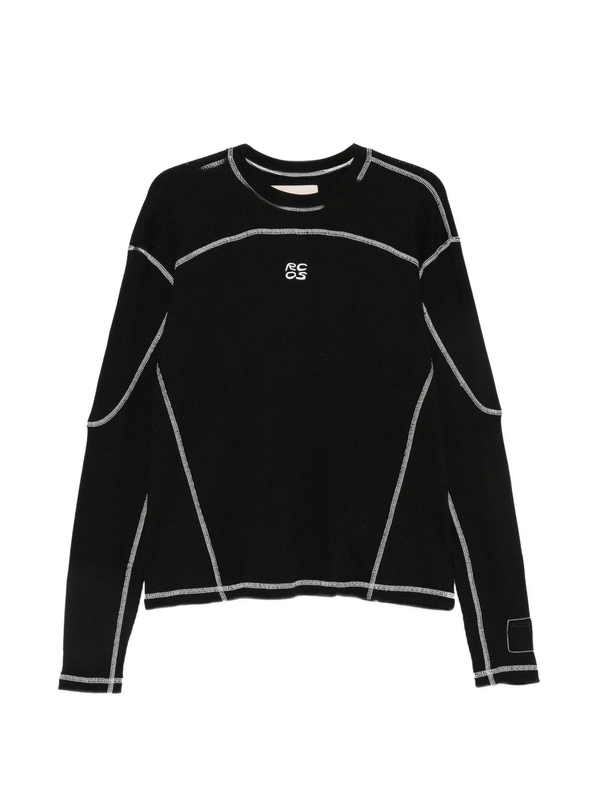 panelled waffle-knit T-shirt