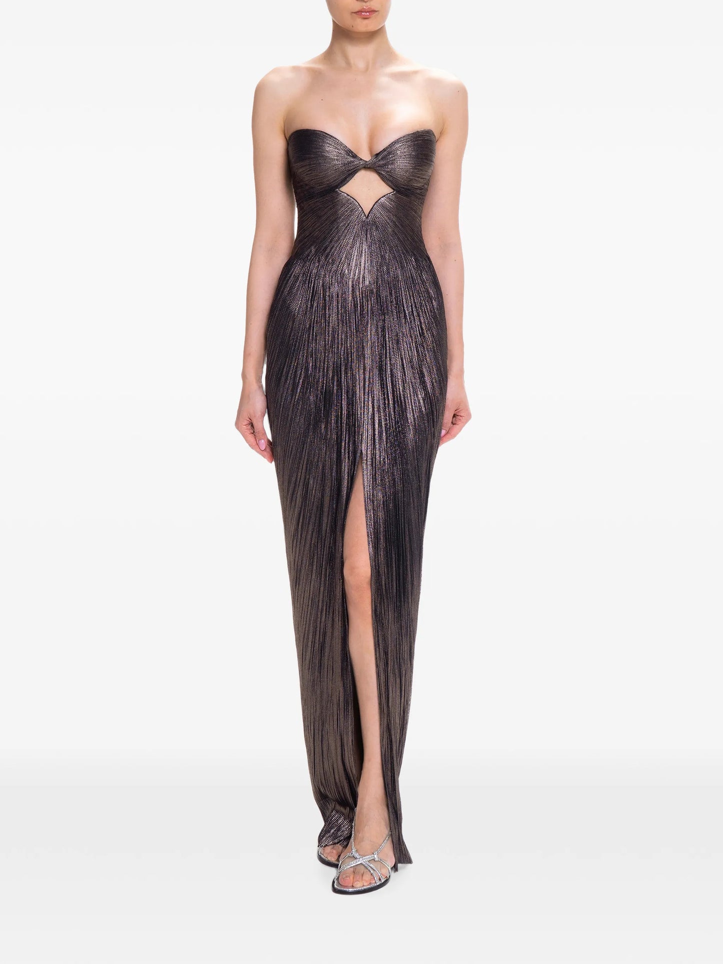 Stephanie cut-out pleated maxi dress