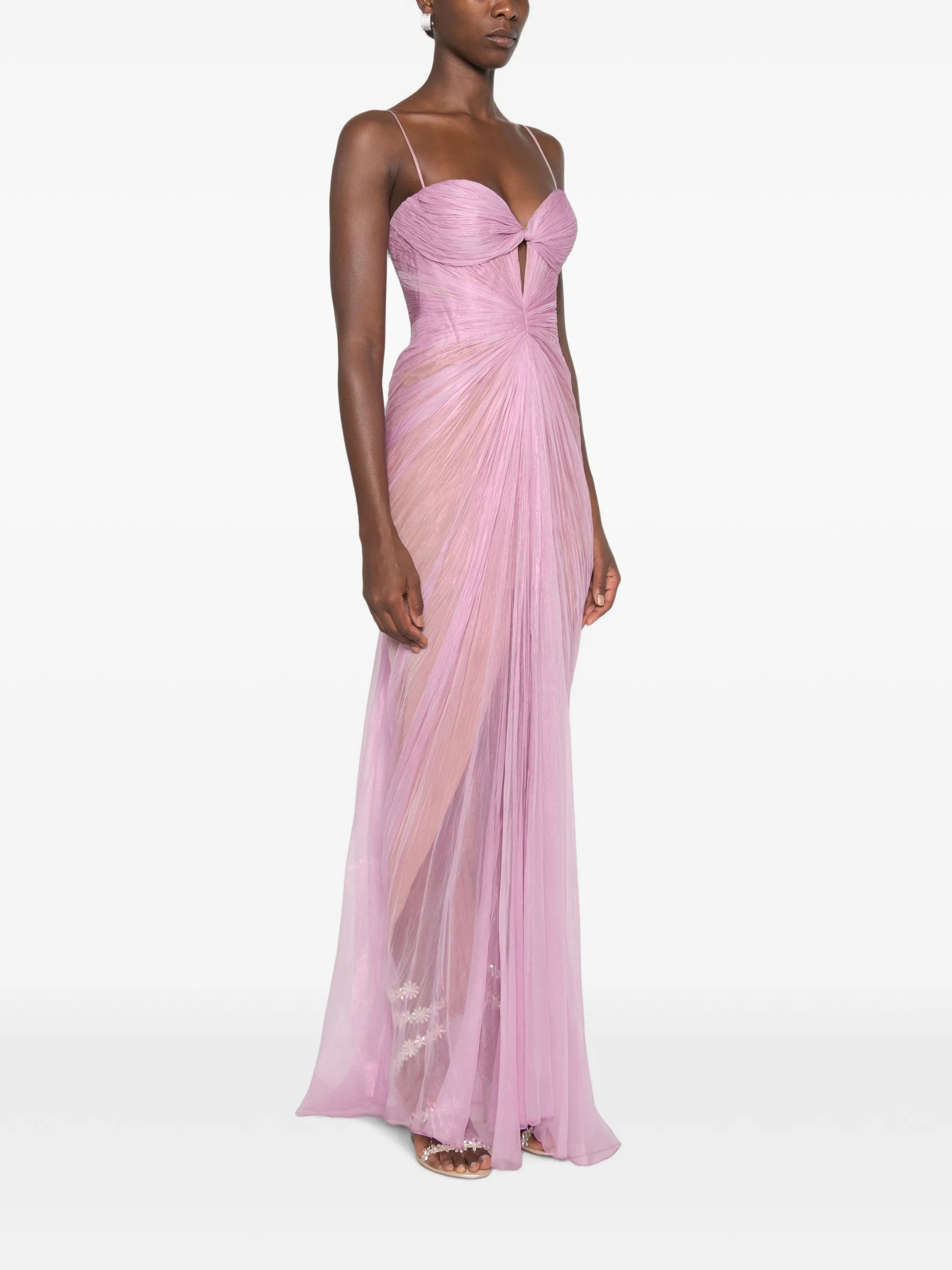 Tomina ruched lace-up maxi dress
