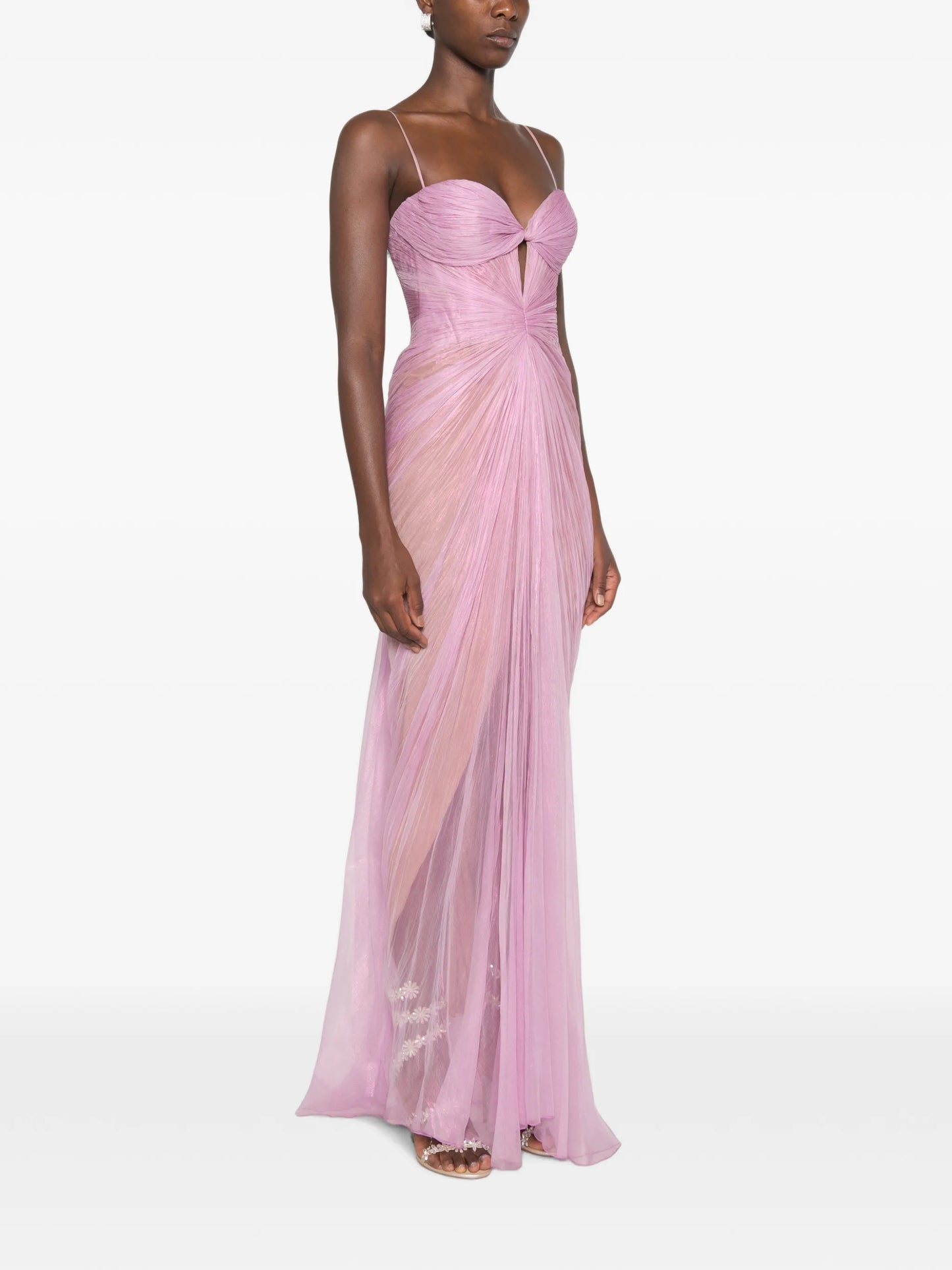 Tomina ruched lace-up maxi dress
