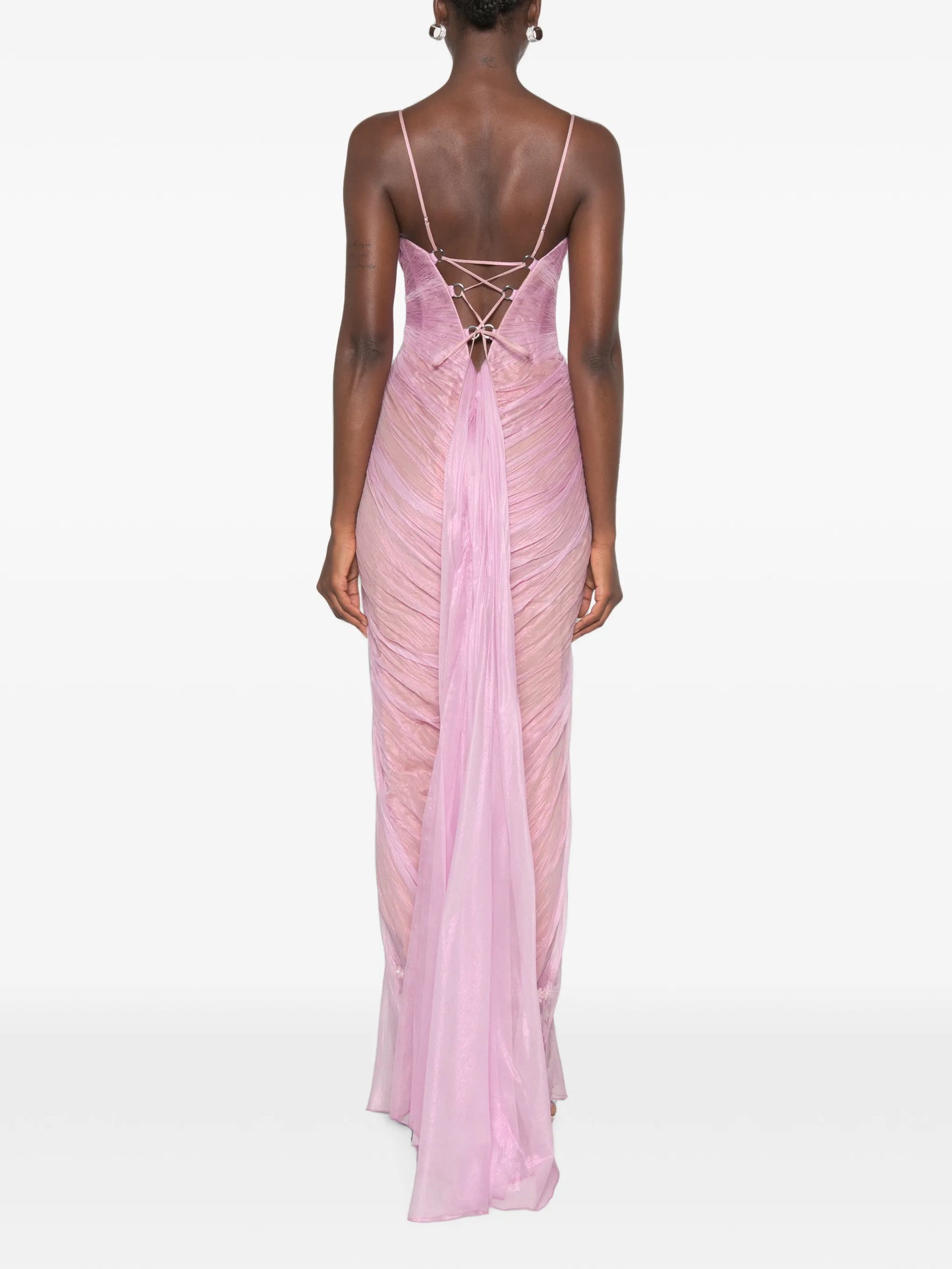 Tomina ruched lace-up maxi dress