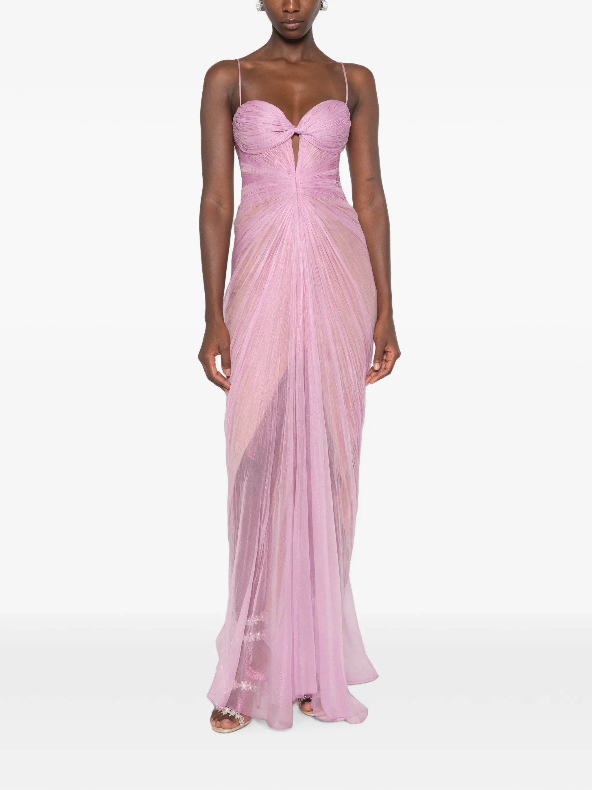 Tomina ruched lace-up maxi dress