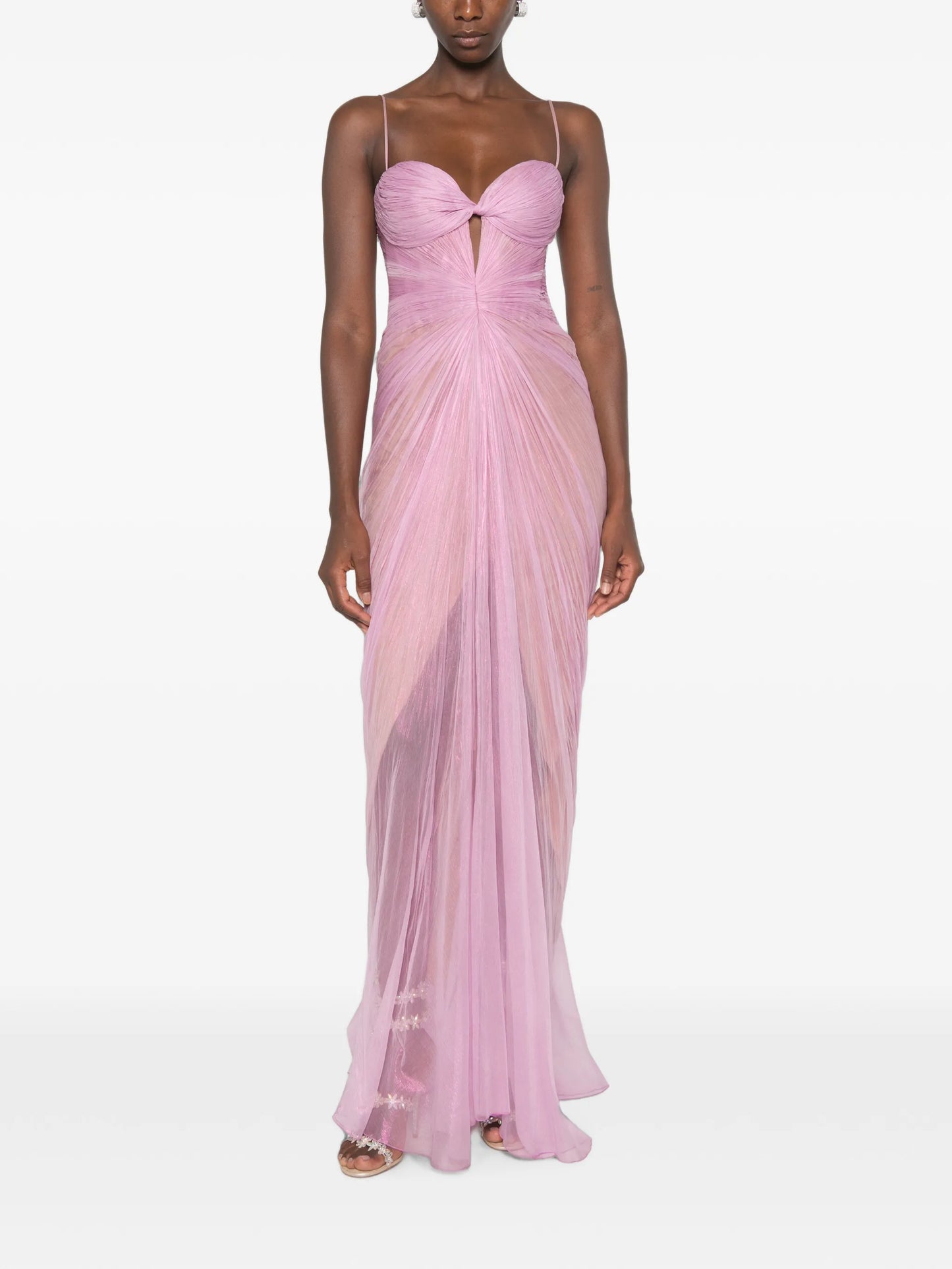 Tomina ruched lace-up maxi dress