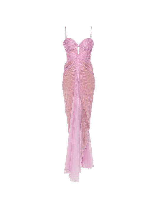 Tomina ruched lace-up maxi dress