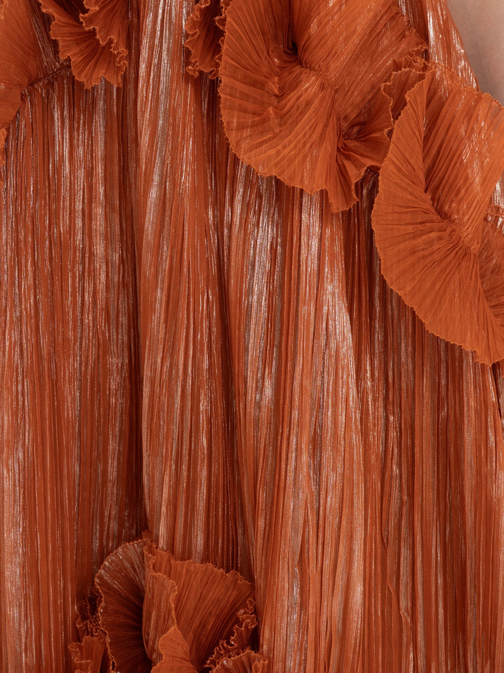 ruffled metallic-effect maxi dress