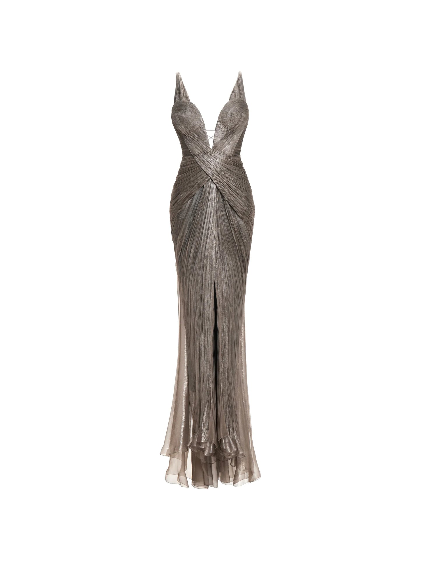 Corinna pleated silk-blend maxi dress