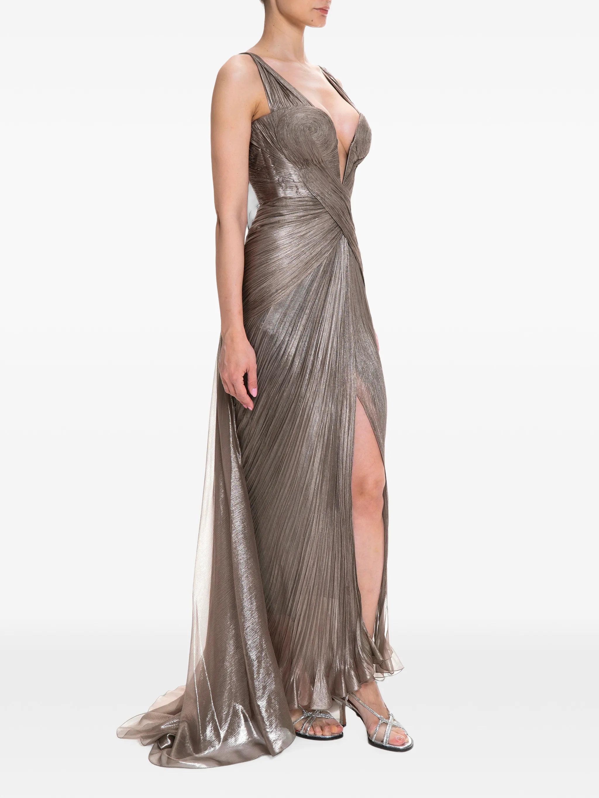 Corinna pleated silk-blend maxi dress