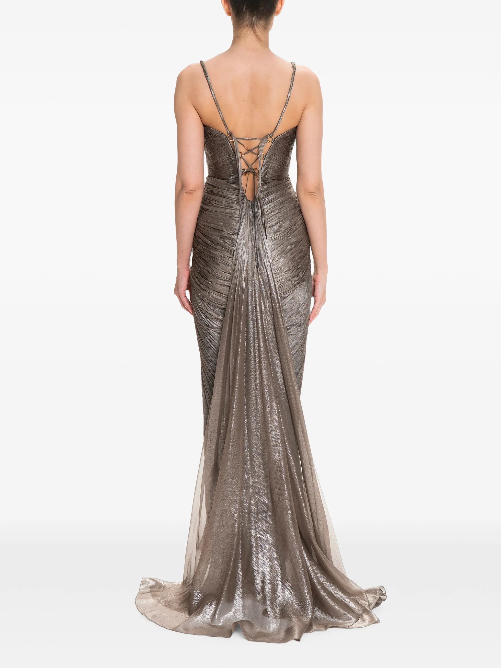 Corinna pleated silk-blend maxi dress