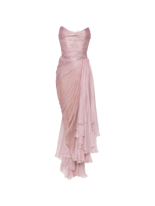 Jolie X lace-trimmed draped maxi dress