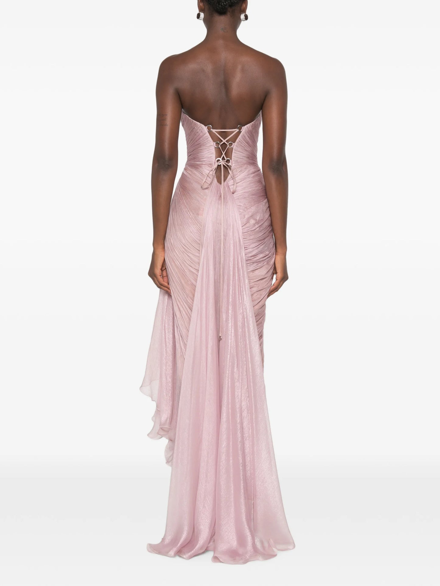 Jolie X lace-trimmed draped maxi dress