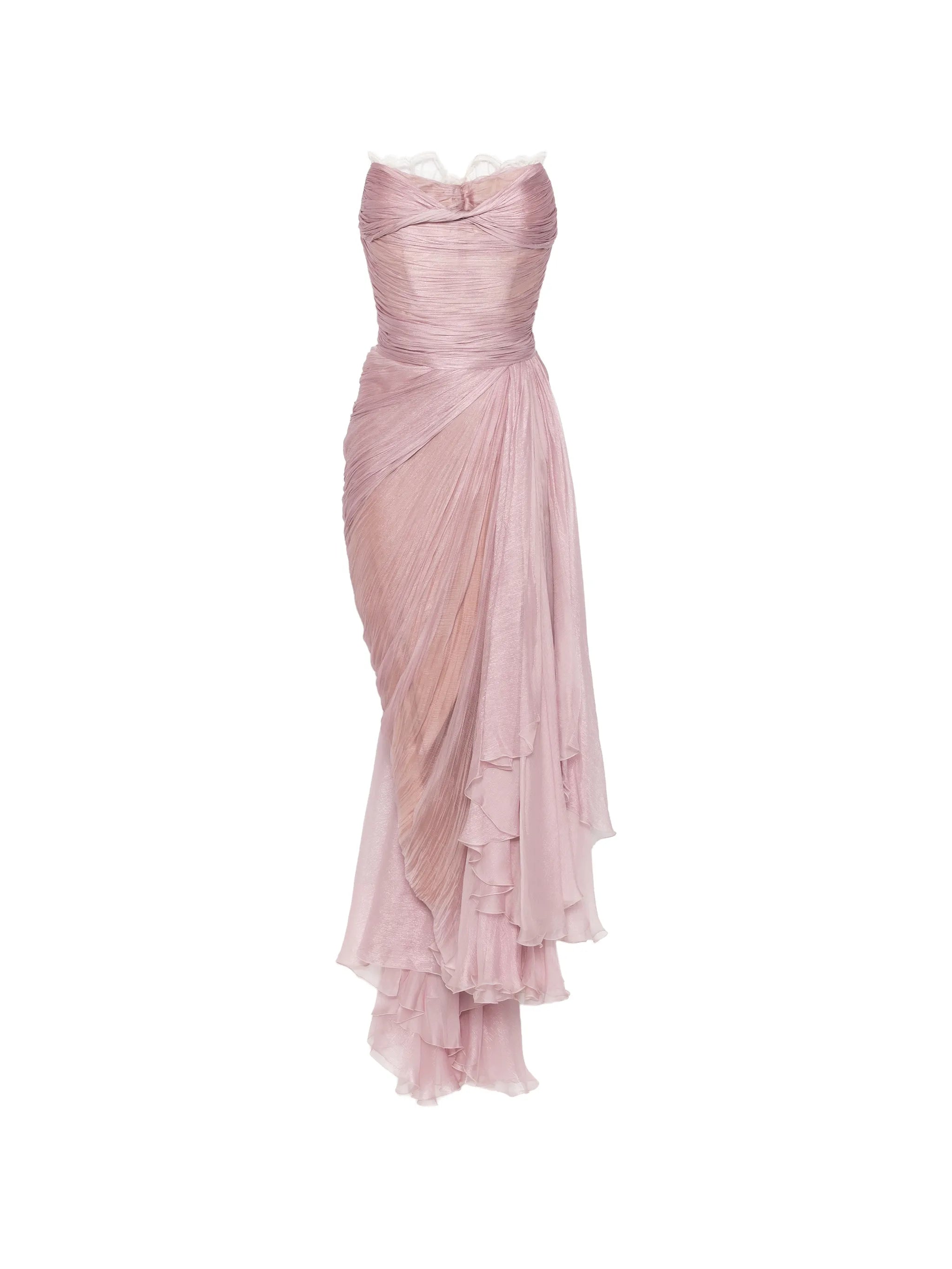 Jolie X lace-trimmed draped maxi dress
