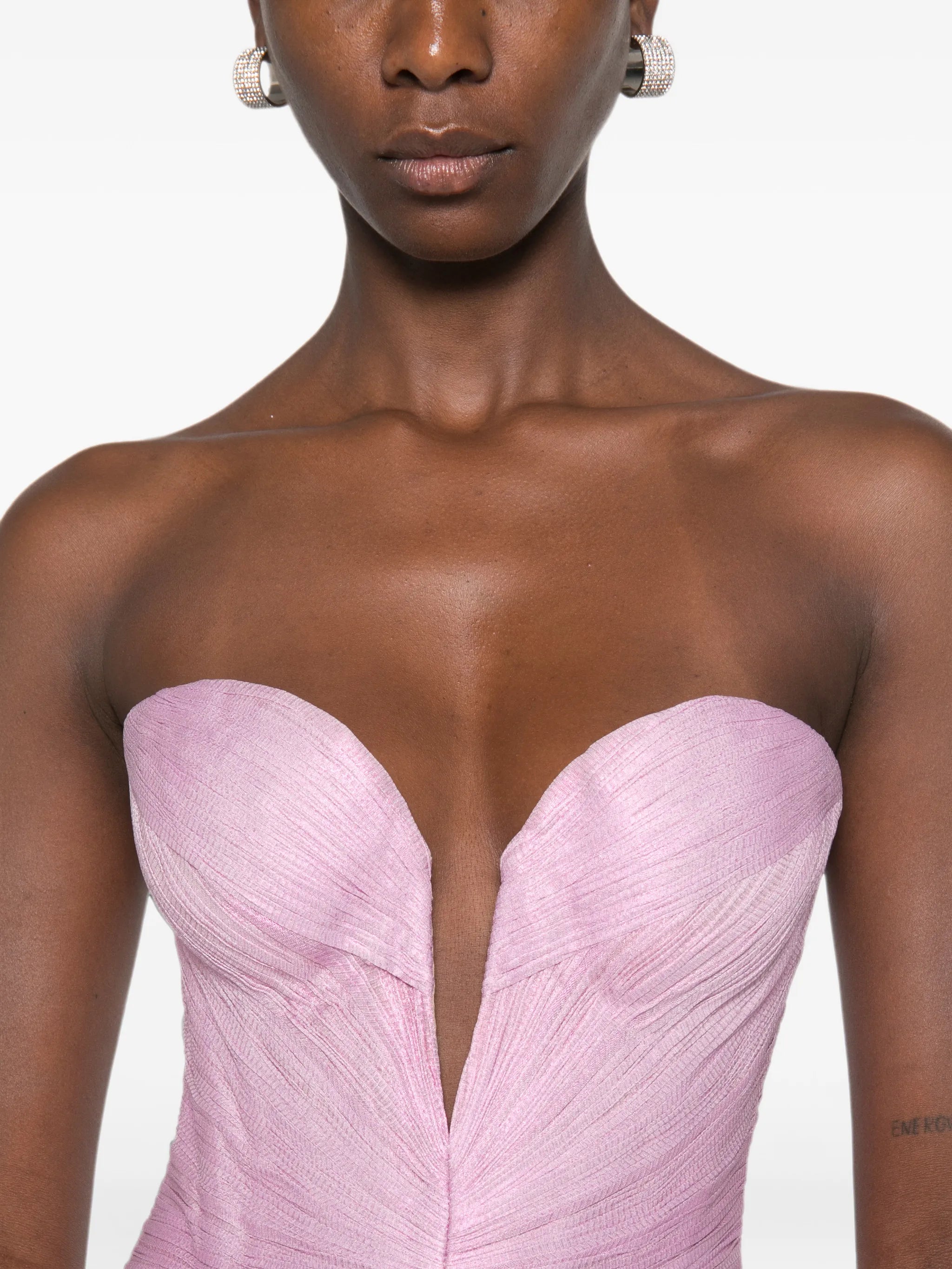 Alessandra pleated corset-style maxi dress