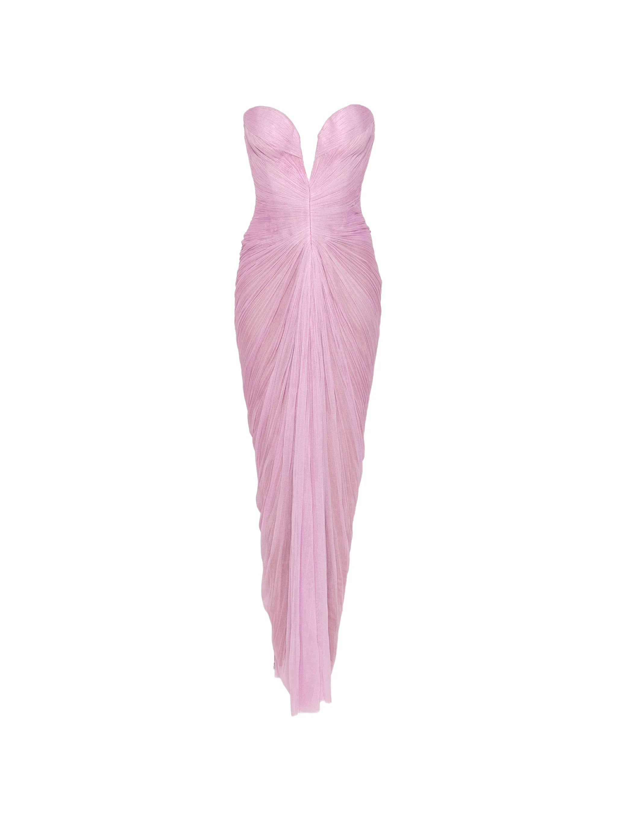 Alessandra pleated corset-style maxi dress