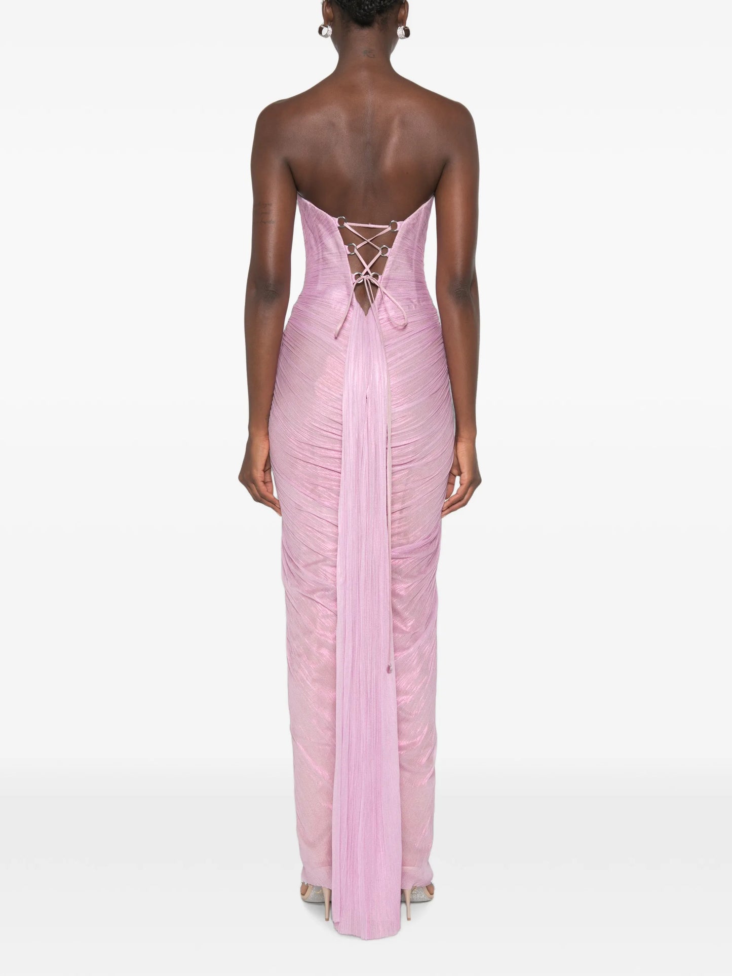 Alessandra pleated corset-style maxi dress