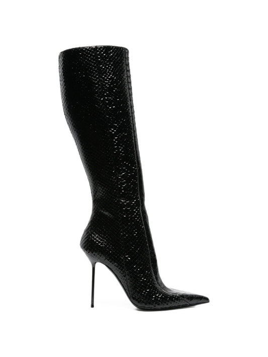 snakeskin-effect pointed-toe boots
