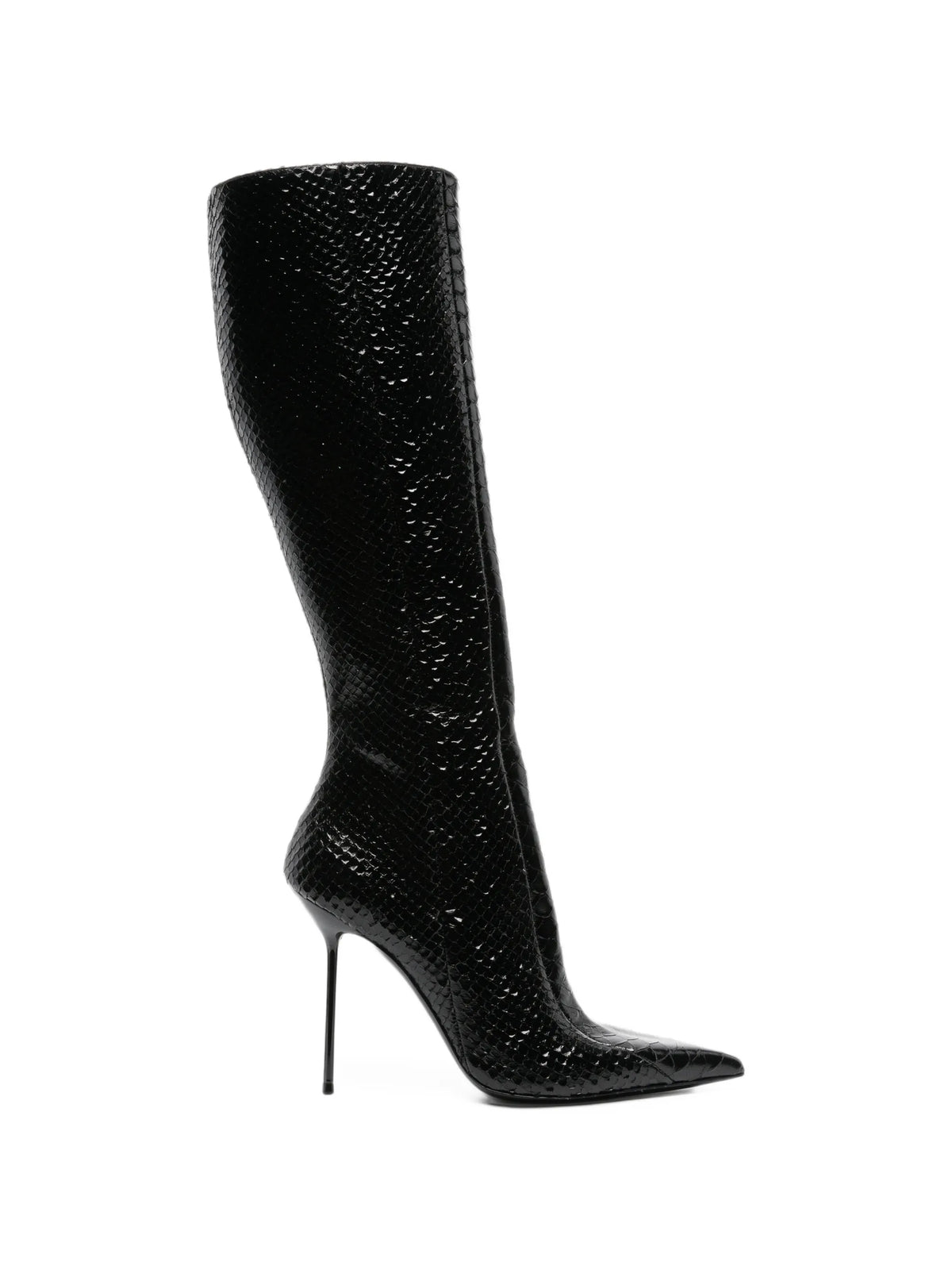snakeskin-effect pointed-toe boots