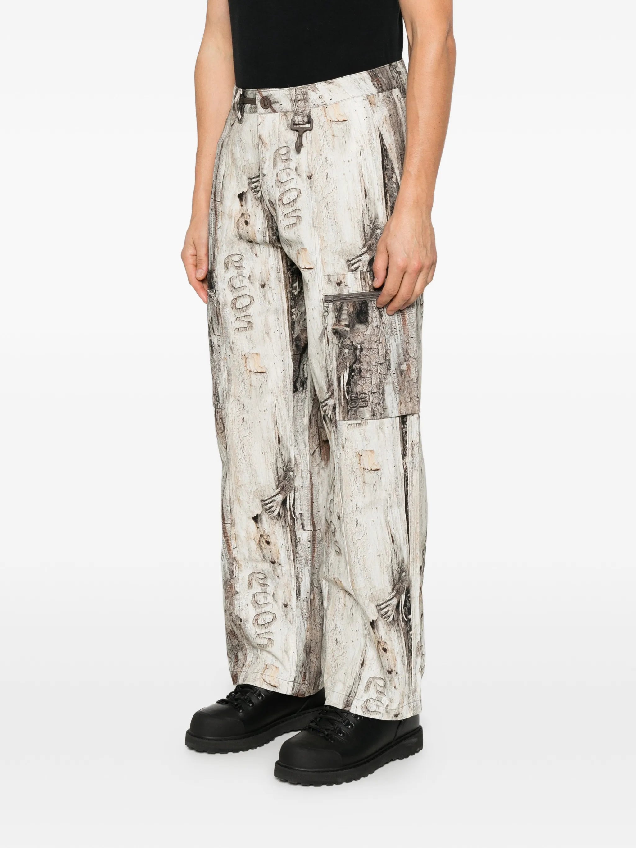 Lassen tree-bark-print cargo pants