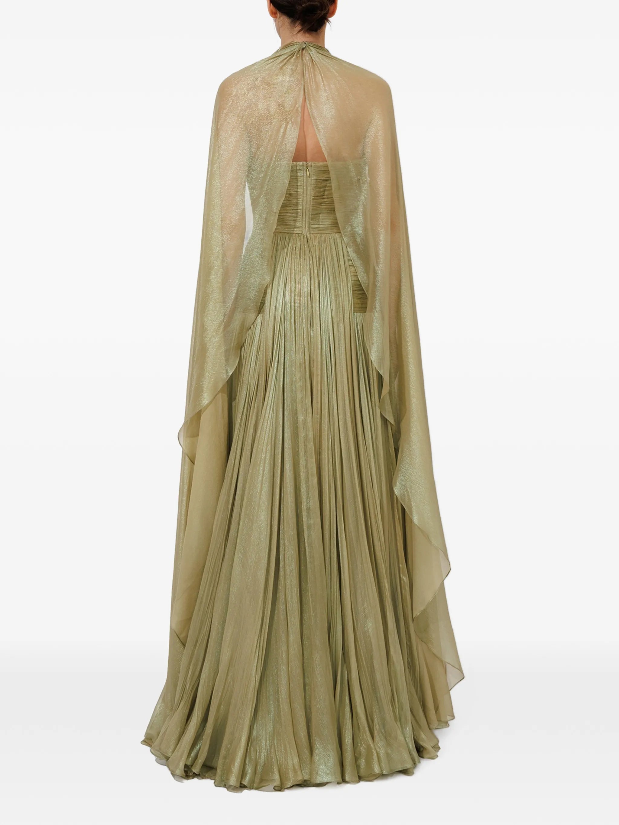 Sonya pleated cape gown