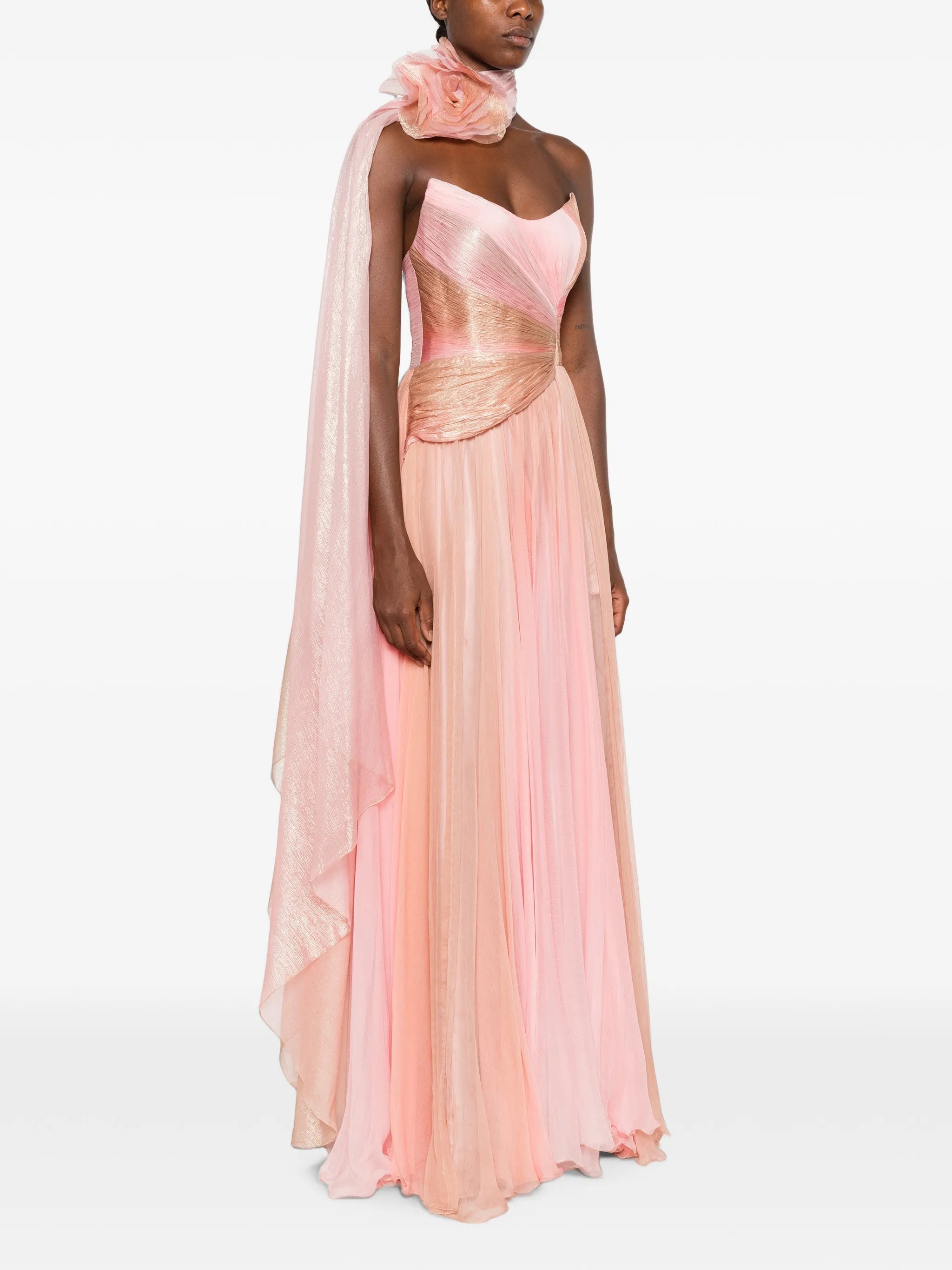 metallic-print maxi dress