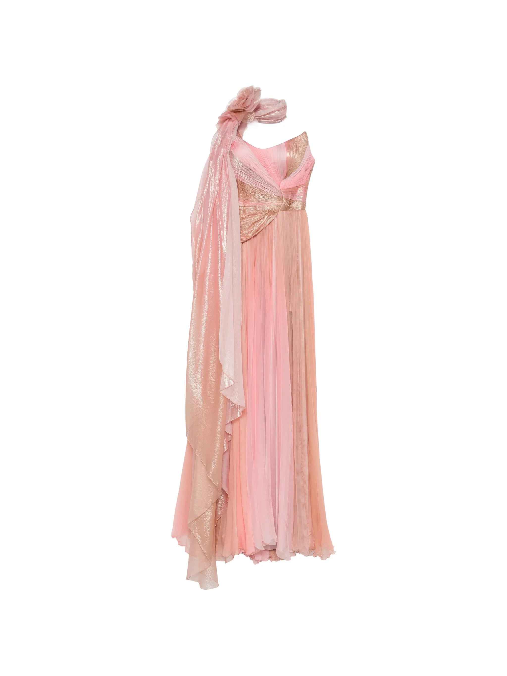 metallic-print maxi dress