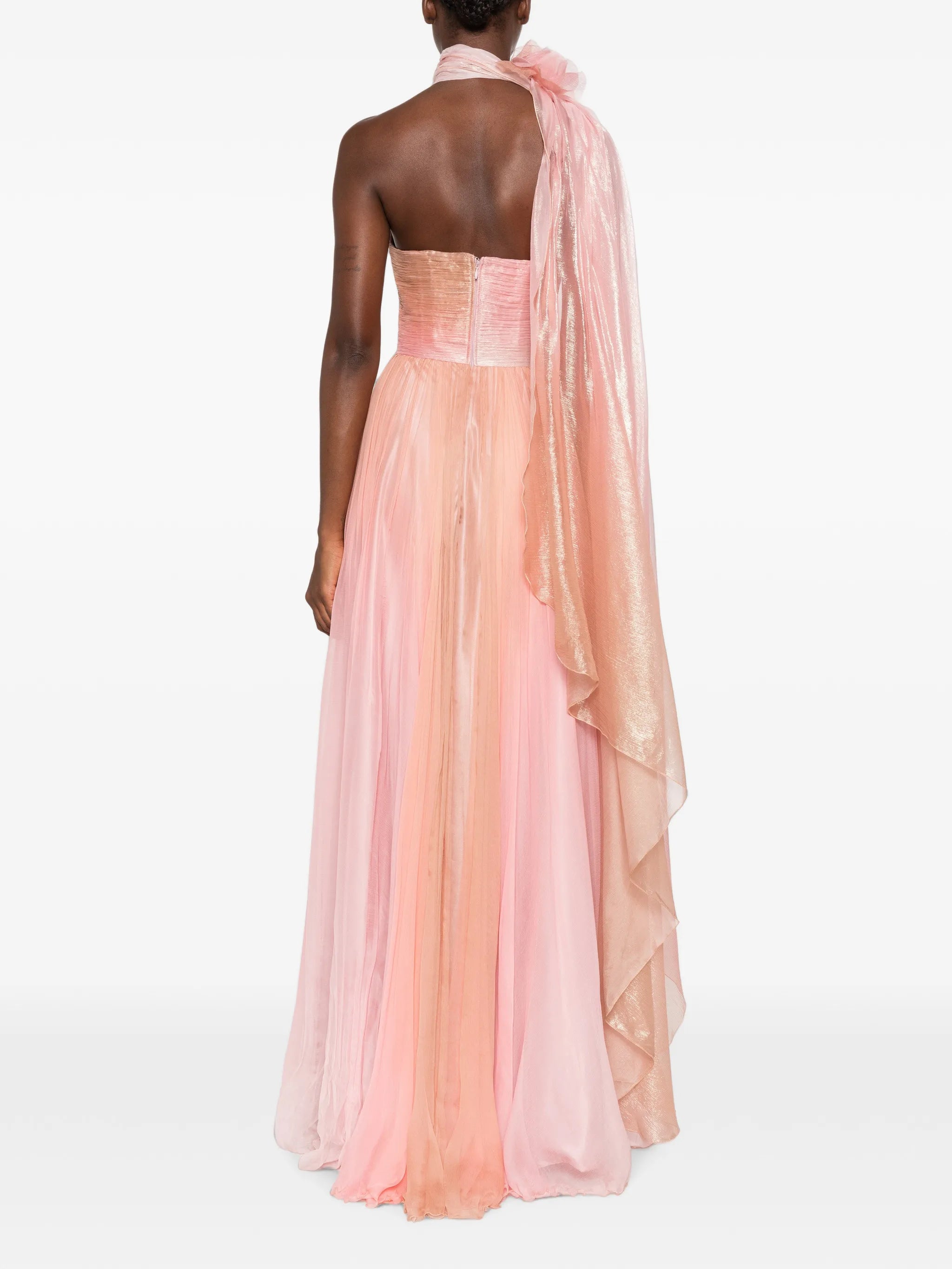 metallic-print maxi dress