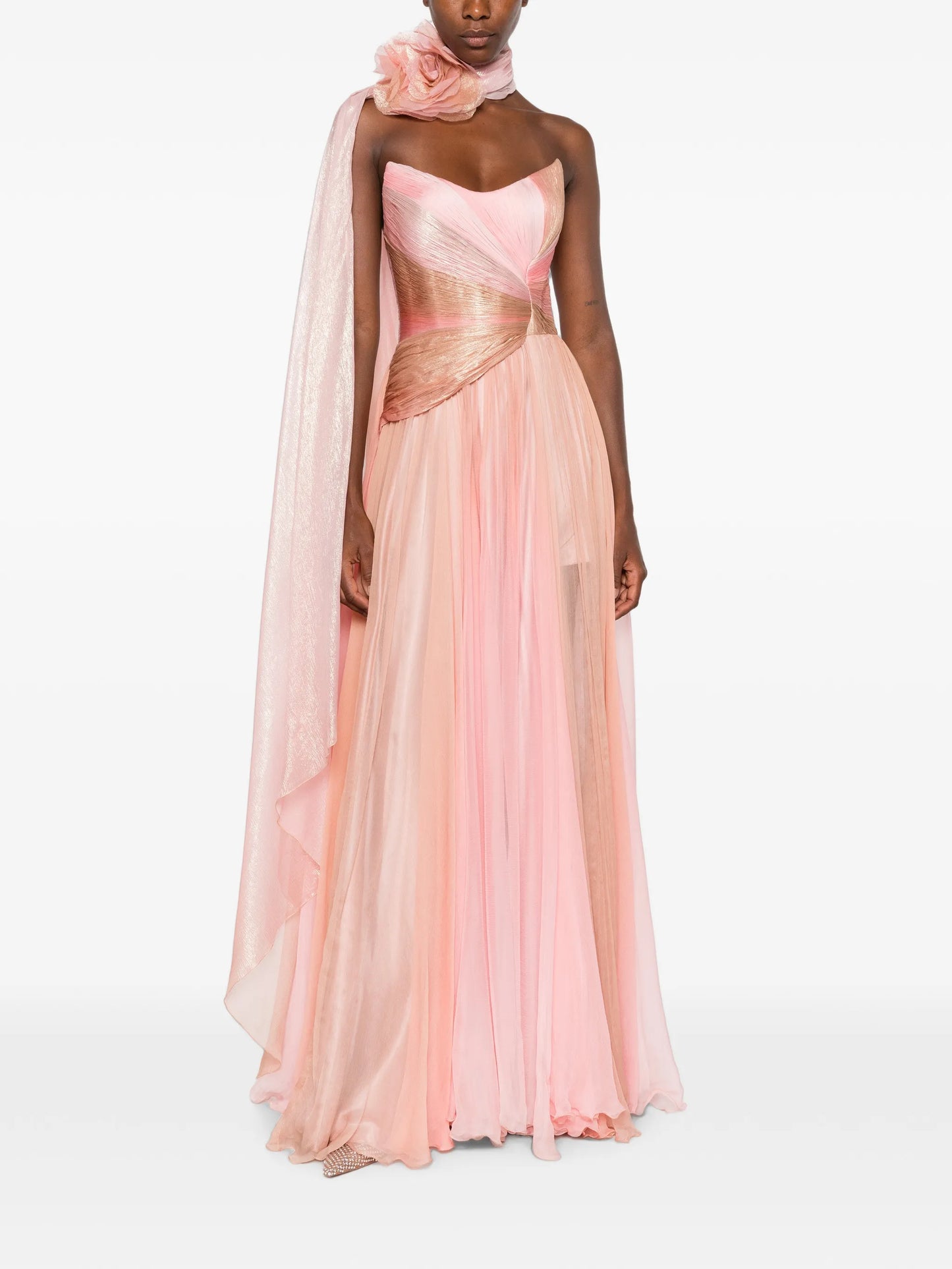 metallic-print maxi dress