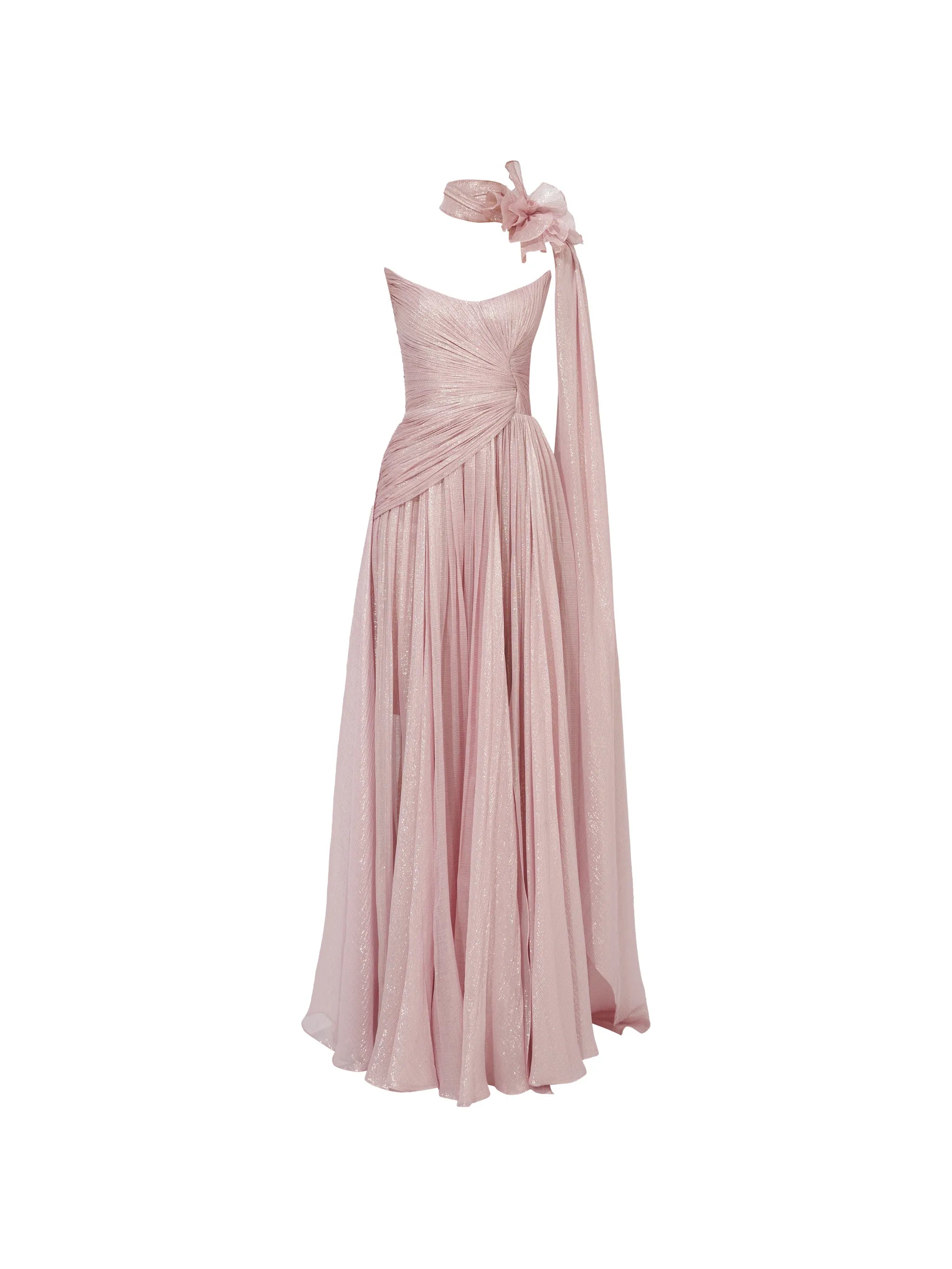 Nur pleated draped gown