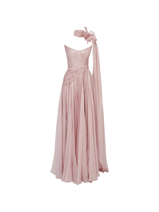 metallic-print maxi dress