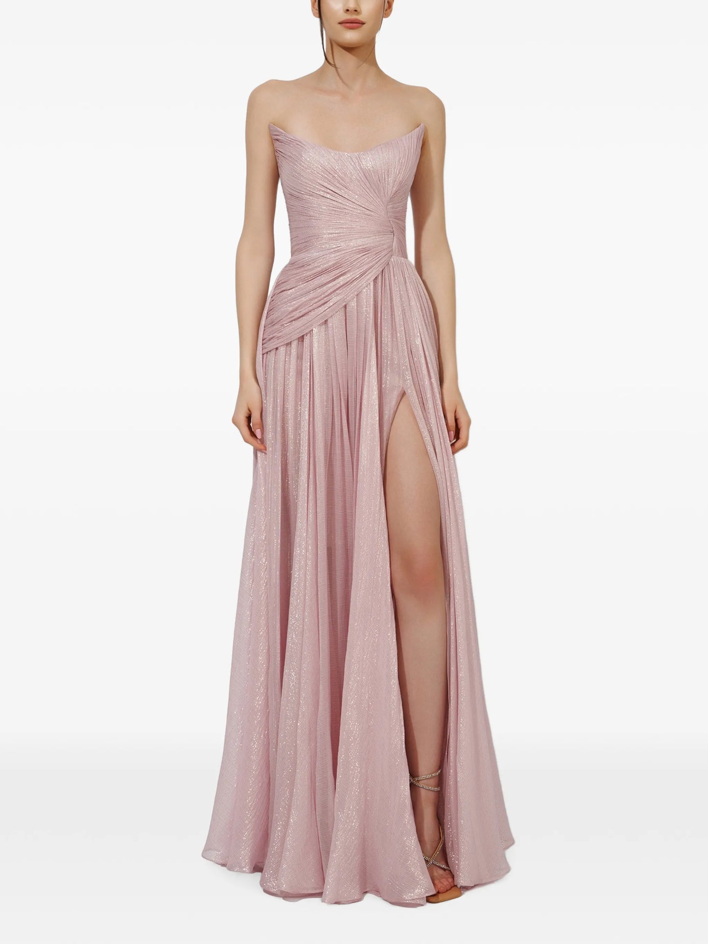 Nur pleated draped gown