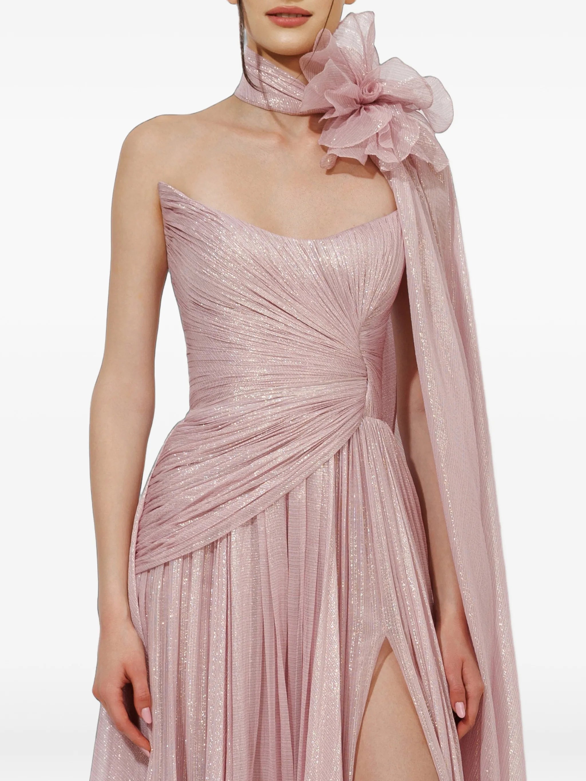 Nur pleated draped gown
