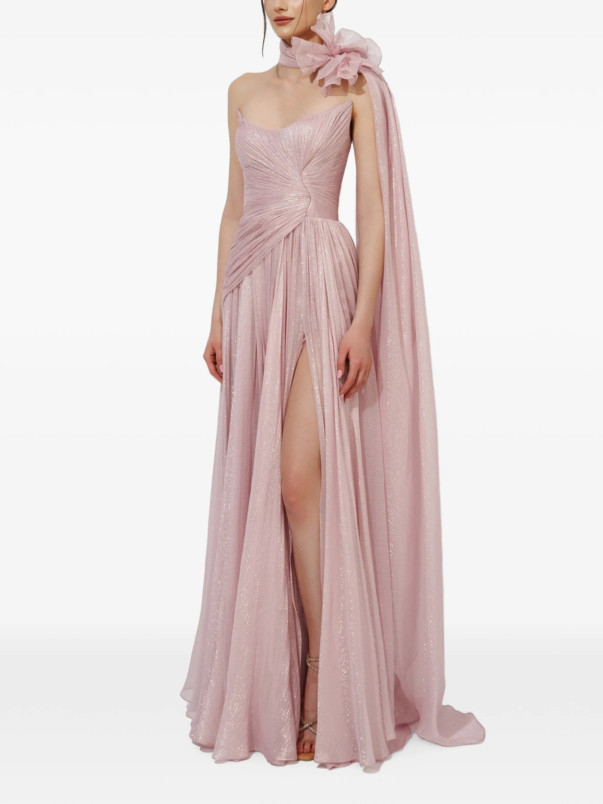 Nur pleated draped gown