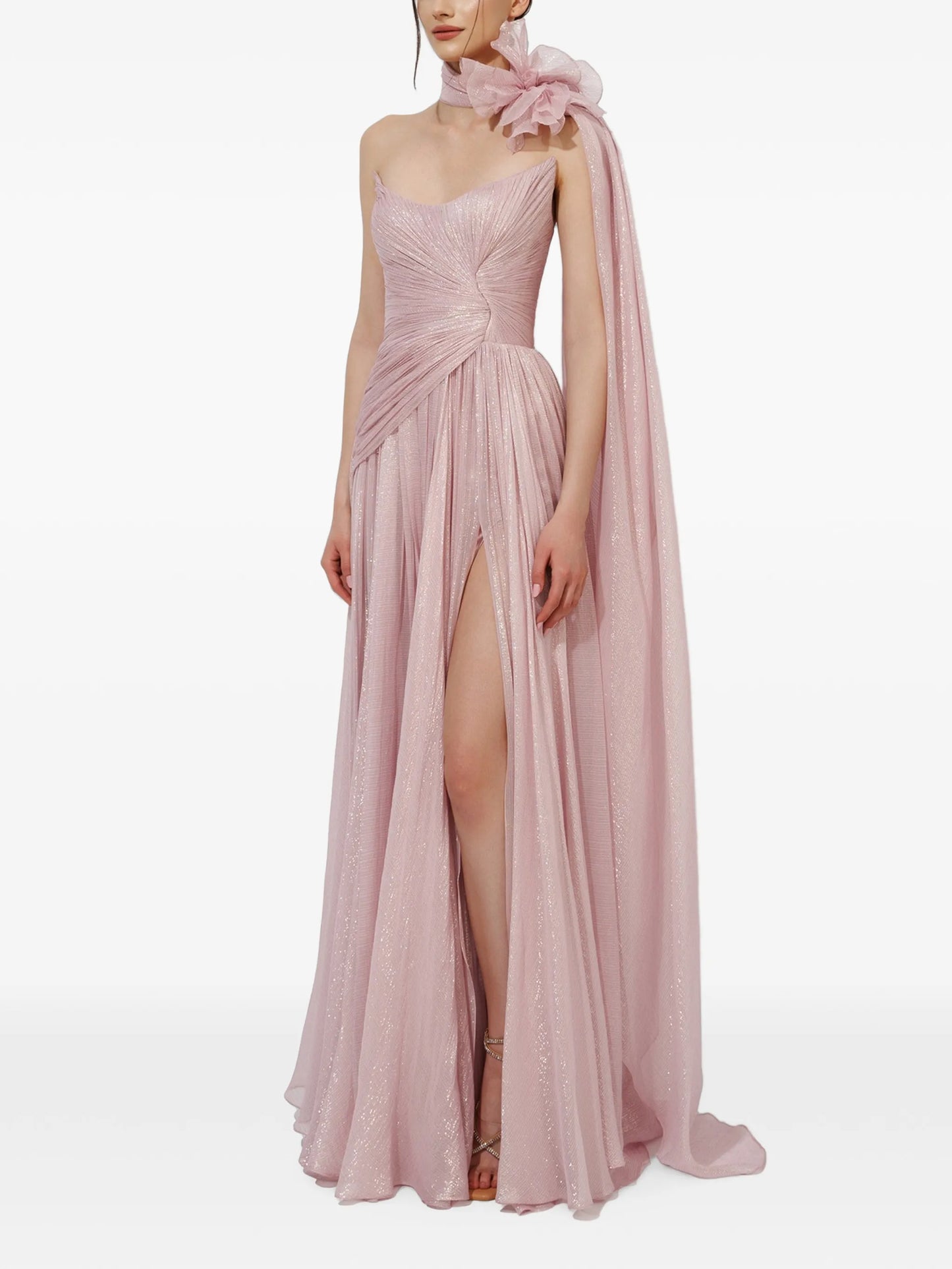 Nur pleated draped gown