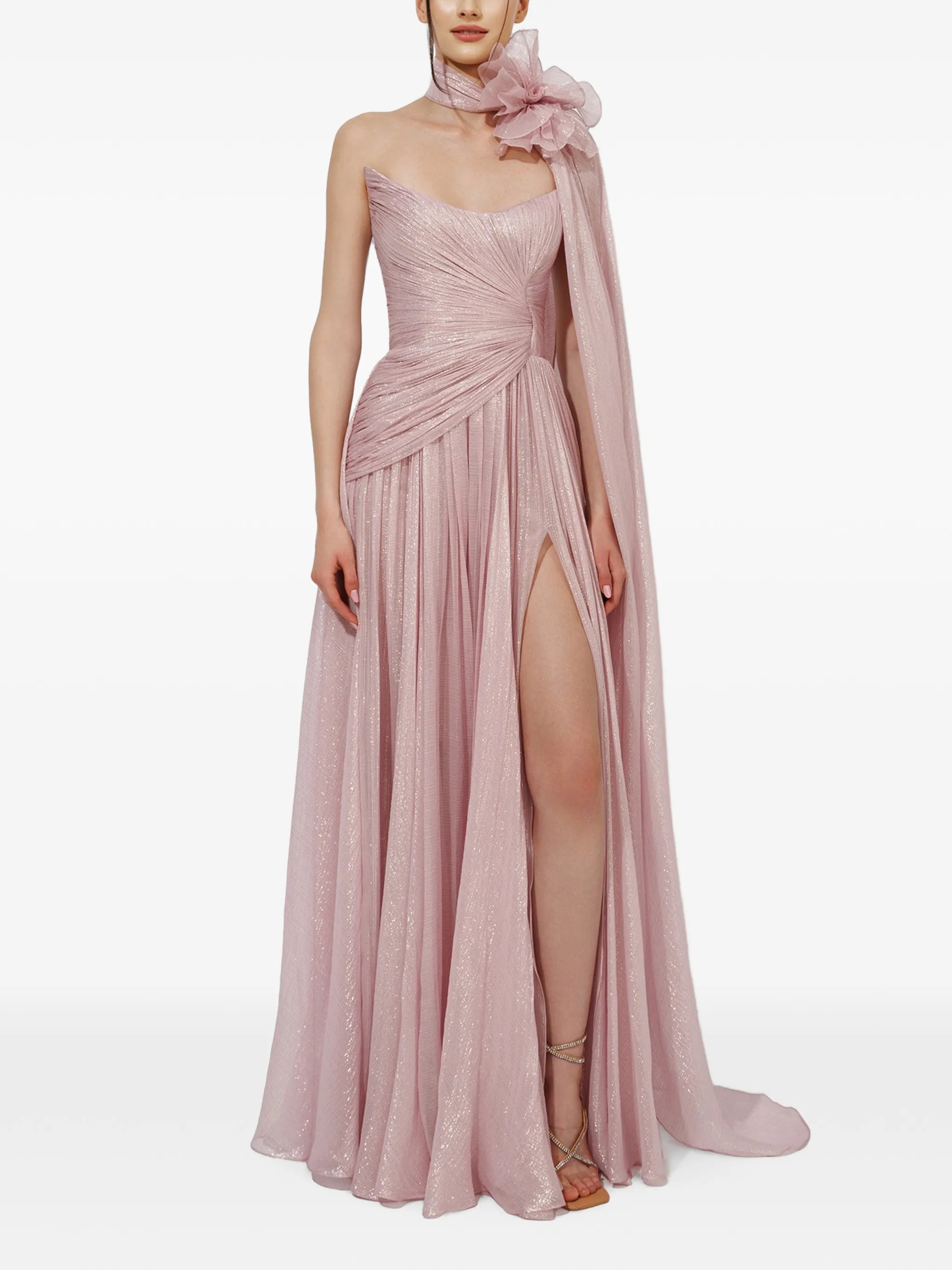 Nur pleated draped gown