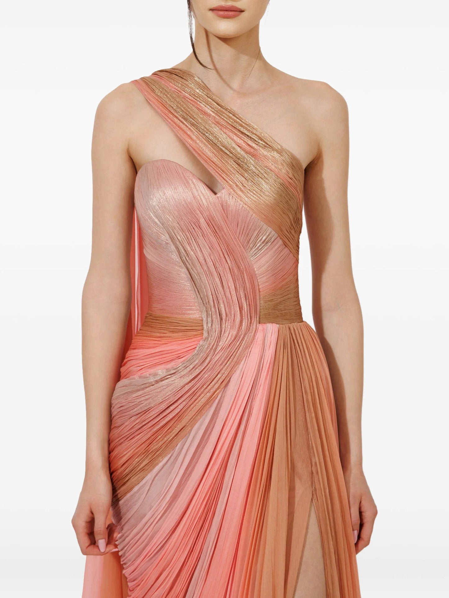 Alicia pleated one-shoulder maxi dress