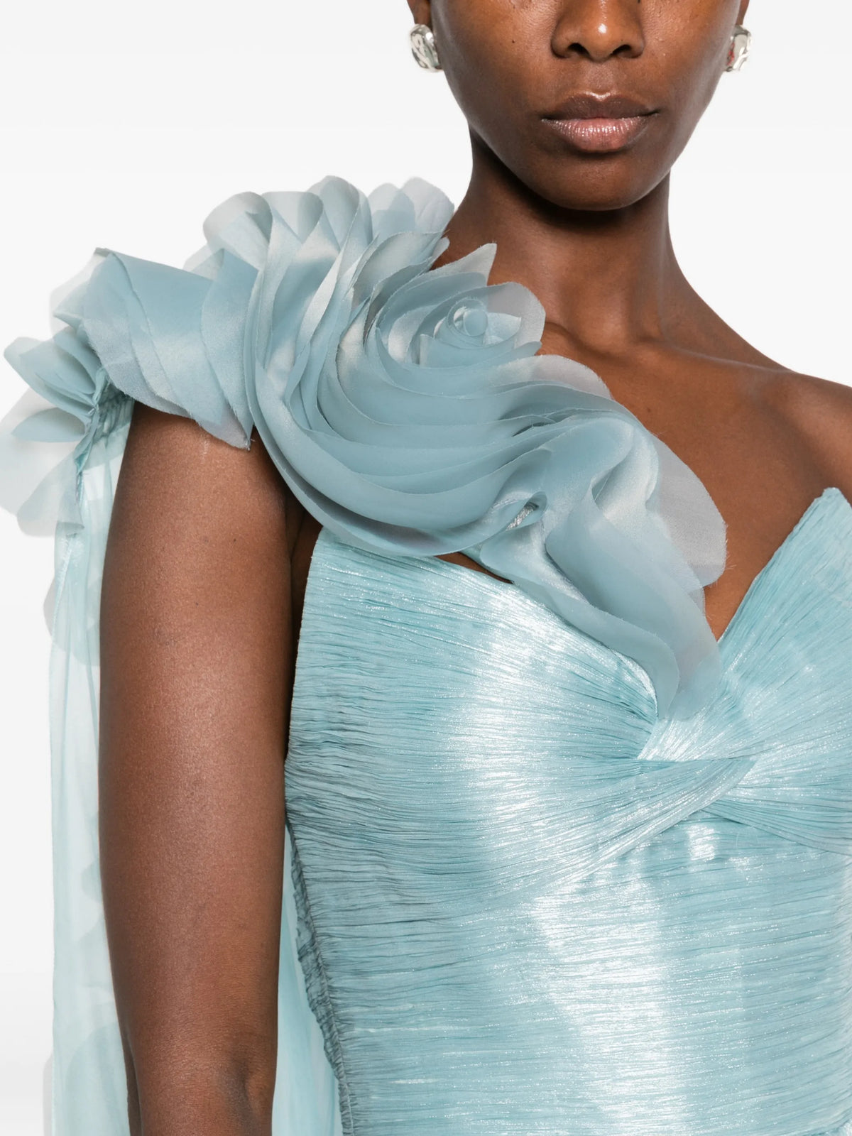 Renee floral-appliqué one-shoulder maxi dress
