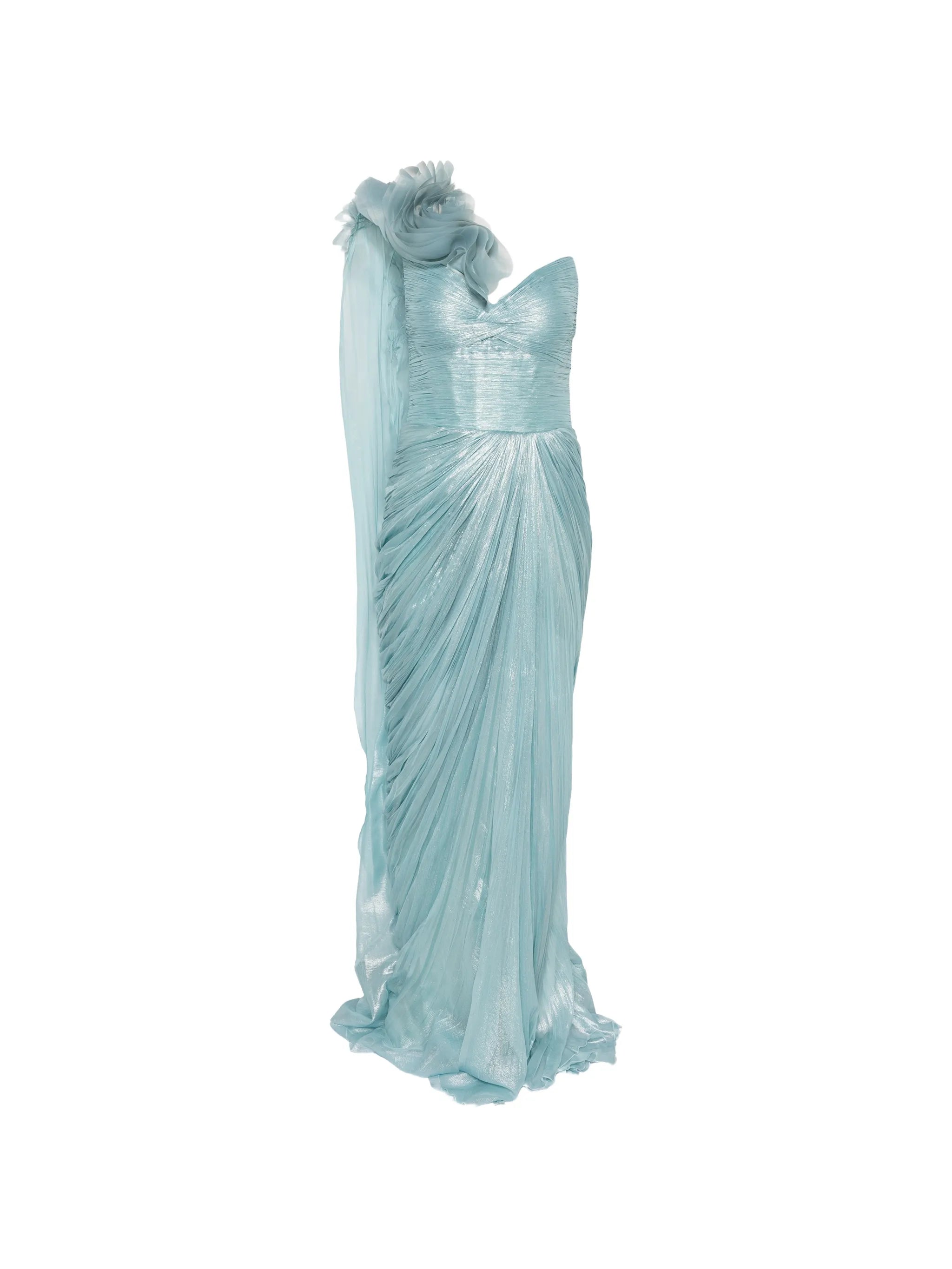 Renee floral-appliqué one-shoulder maxi dress