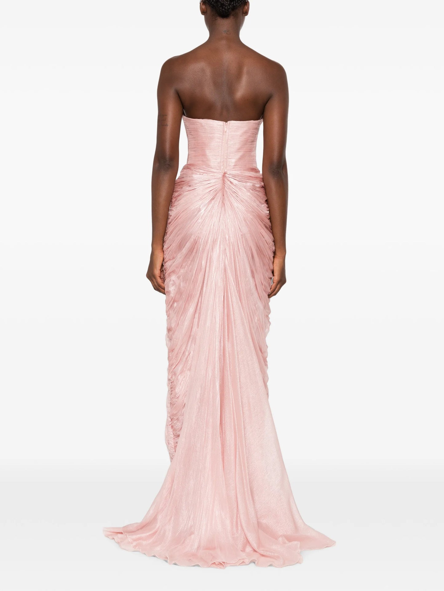ruched strapless maxi dress