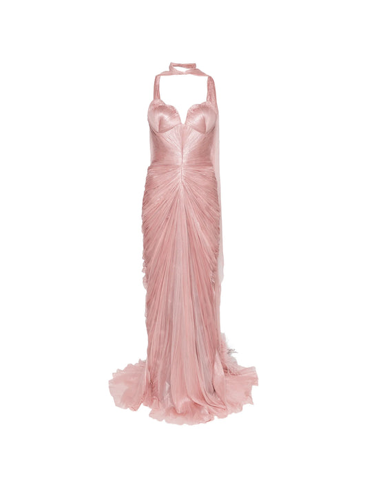 ruched strapless maxi dress