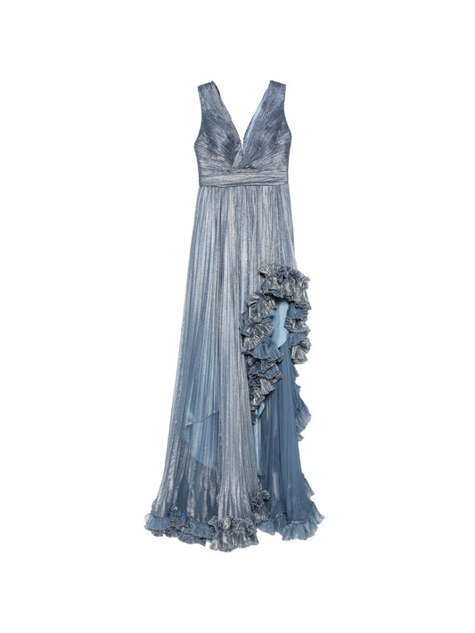 Ariana ruffled pleated maxi dress