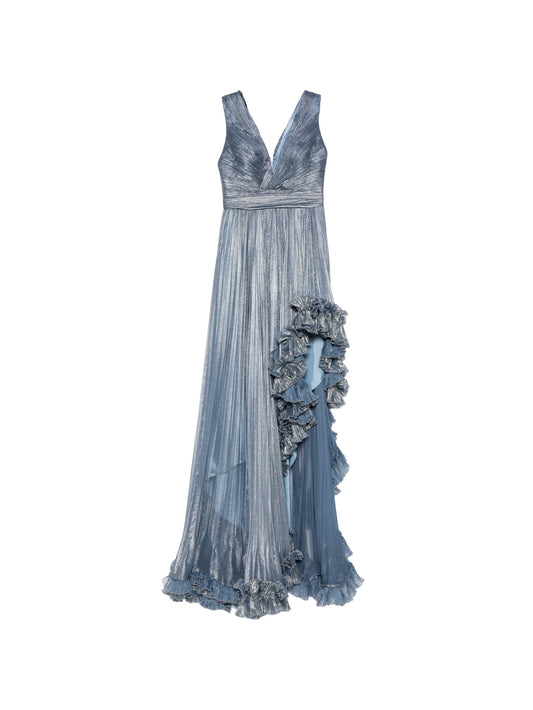 Ariana ruffled pleated maxi dress