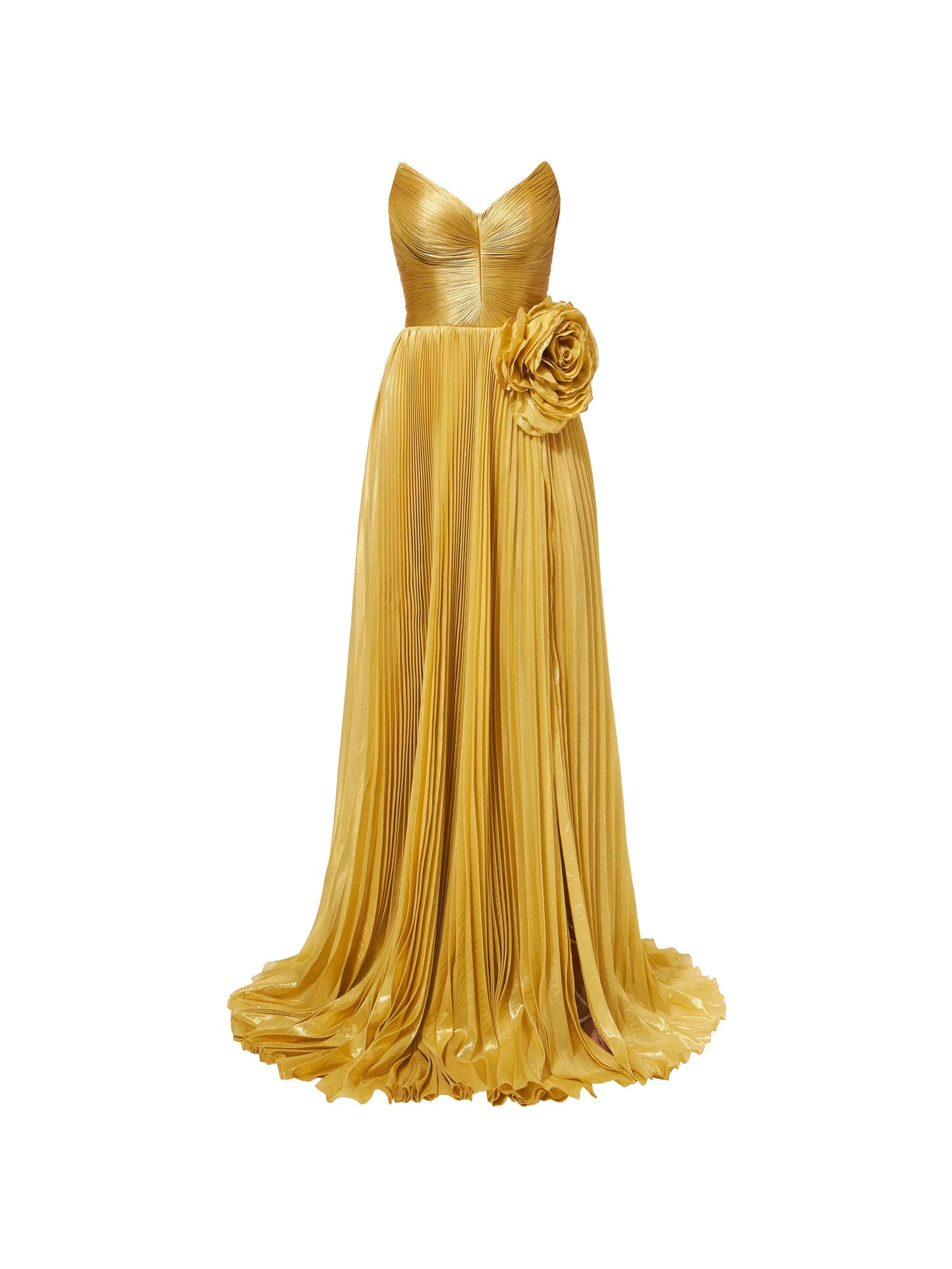 Mey floral-appliqué pleated gown