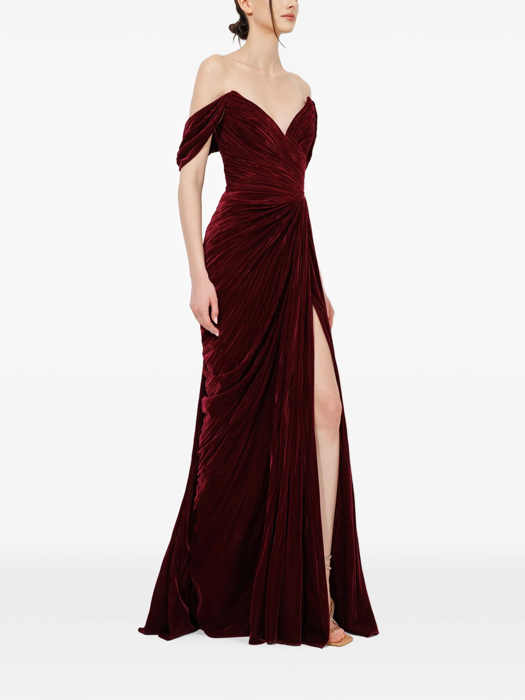 Ganya ruched off-shoulder gown