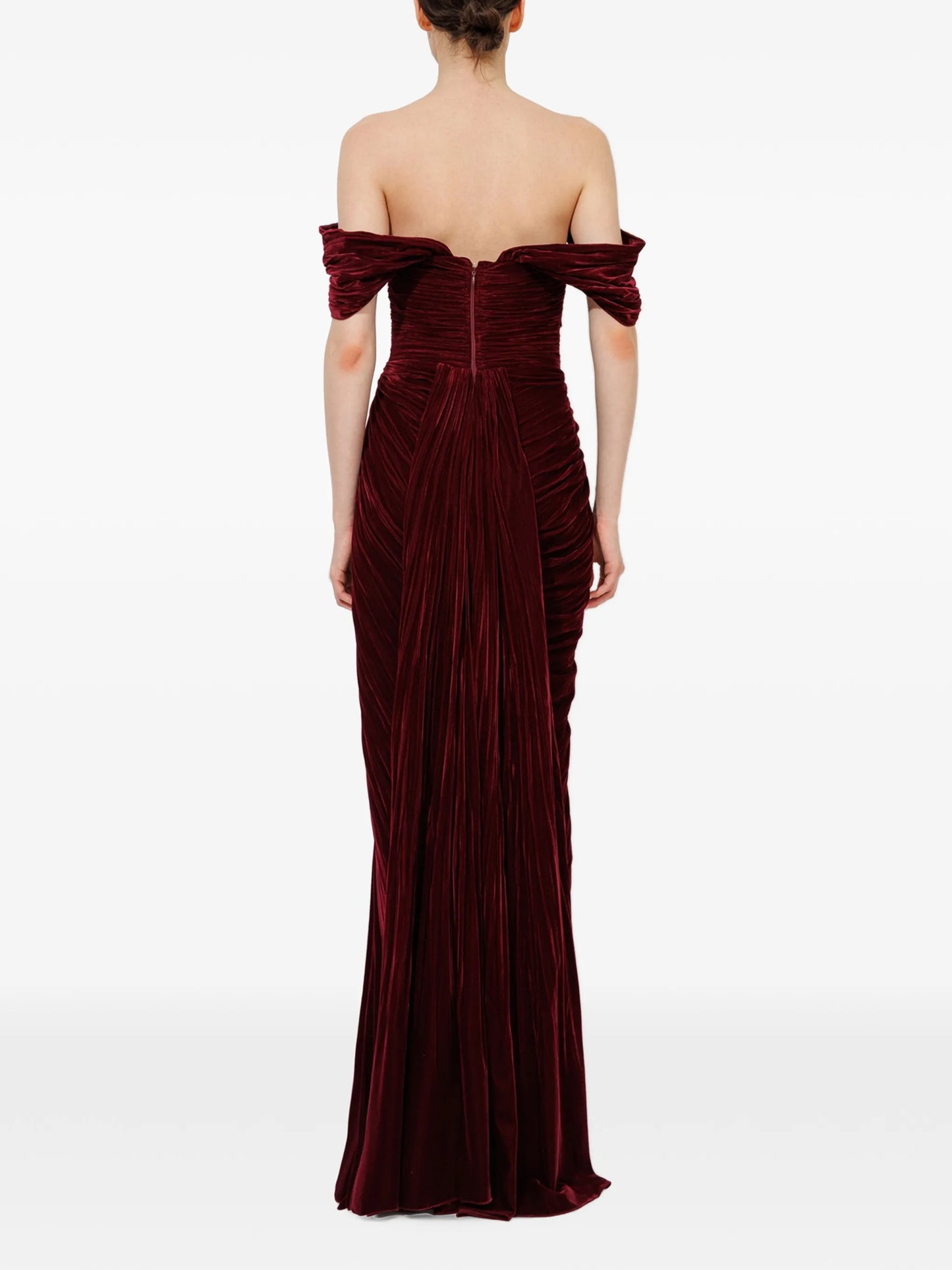 Ganya ruched off-shoulder gown