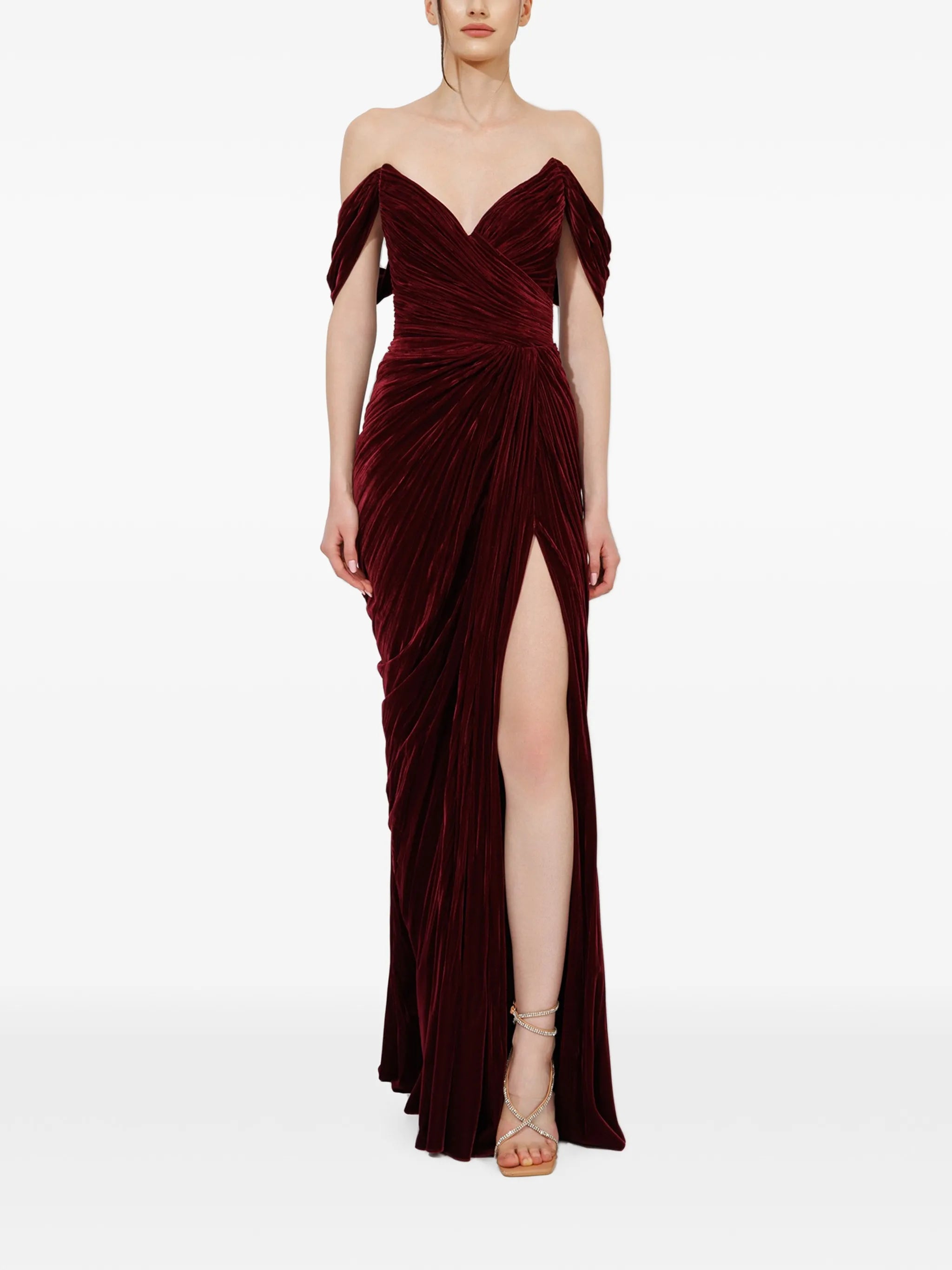 Ganya ruched off-shoulder gown
