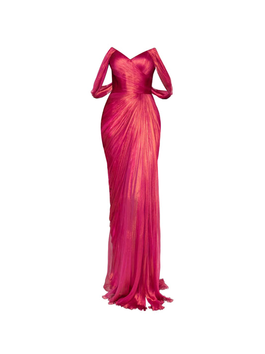 Ganya ruched off-the-shoulder maxi dress