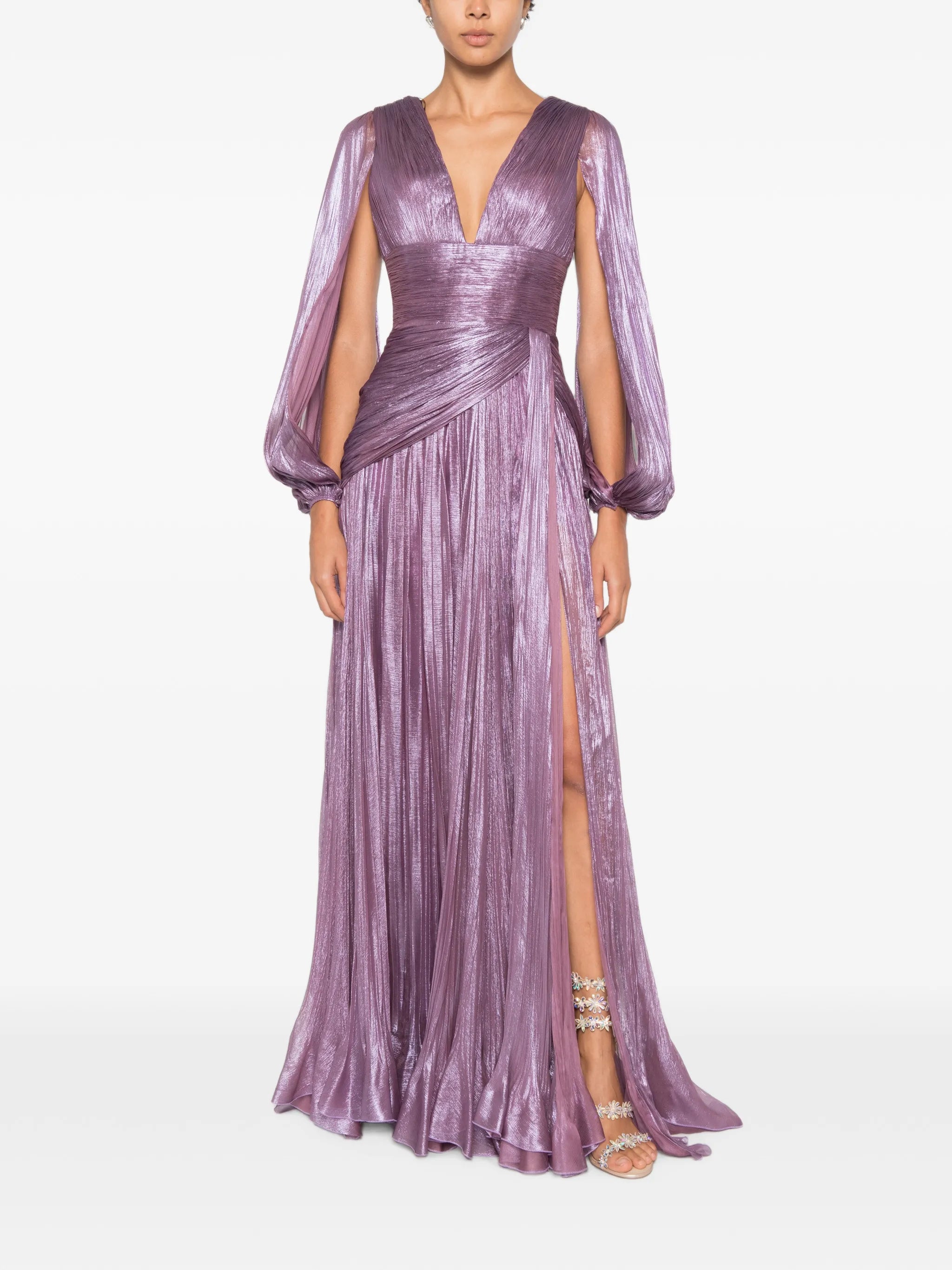 Birdie plissé-effect maxi dress