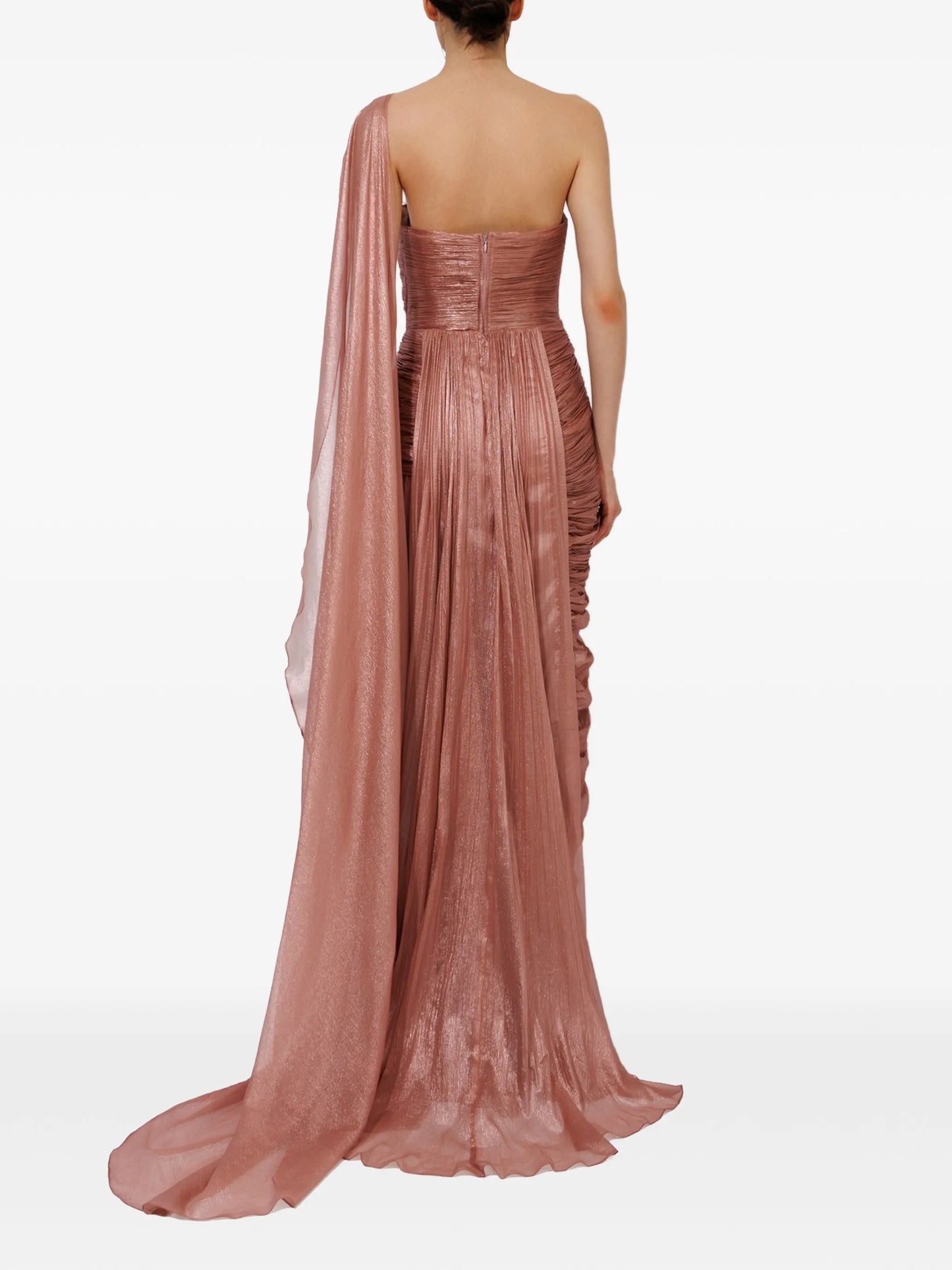 one-shoulder floral-detail maxi dress