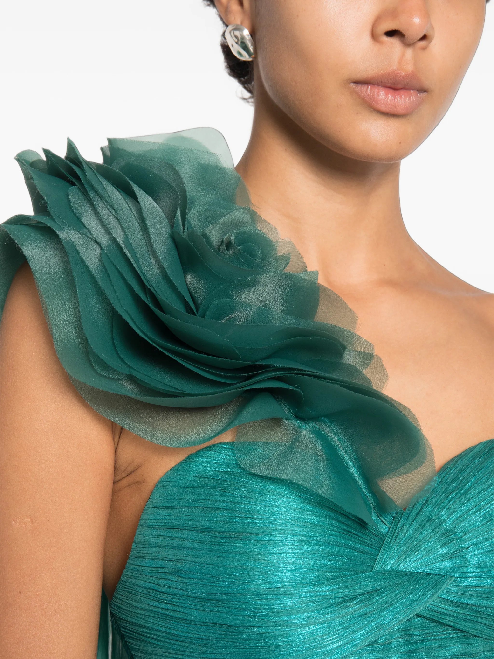 Megan one-shoulder floral-detail maxi dress
