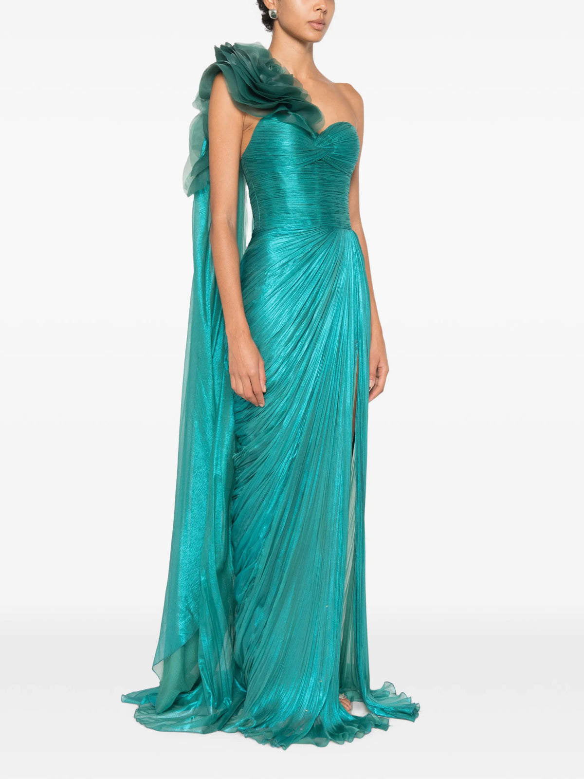 Megan one-shoulder floral-detail maxi dress